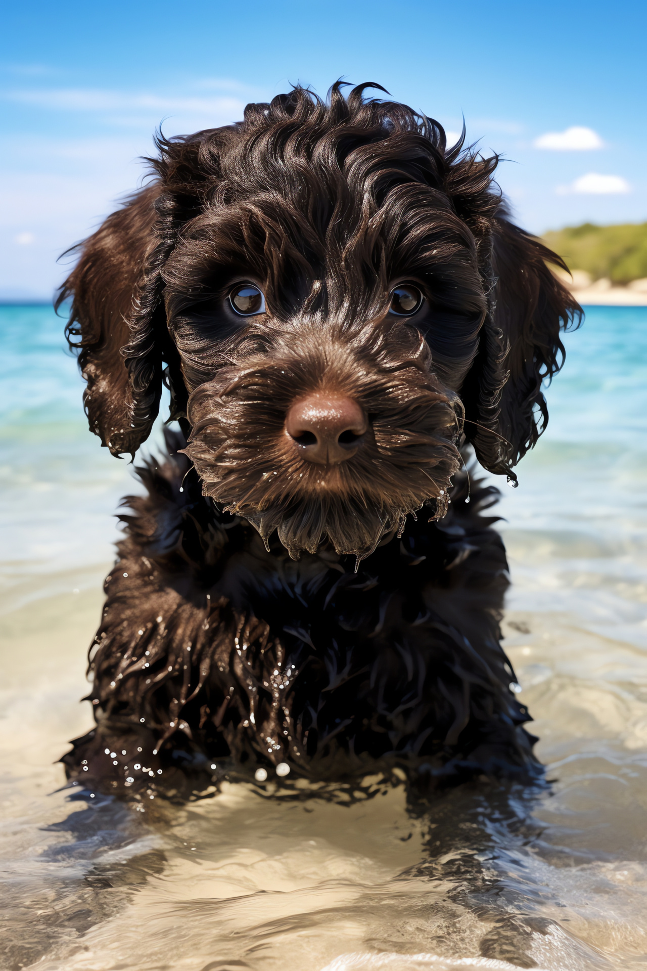 Portuguese Water Dog, Water-repellent fur, Lisbon origin, Water worker, PWD pup, HD Phone Wallpaper