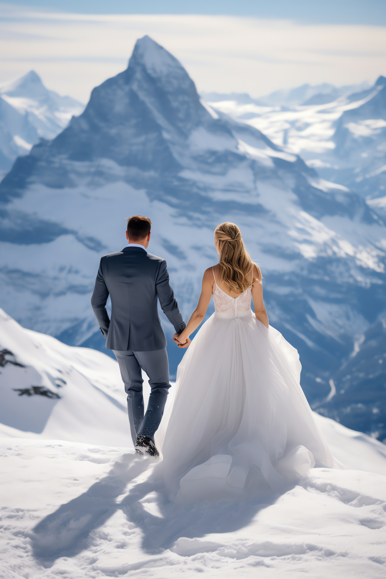 Anniversary adventure, Romantic duo, Swiss Alps, Alpine excursions, Snowy peaks, HD Phone Image