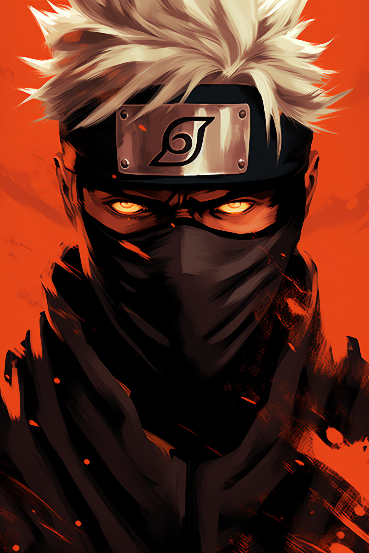 Kakashi Hatake, Akatsuki robes, anime hero, silver strands, contrasting eyes, HD Phone Wallpaper