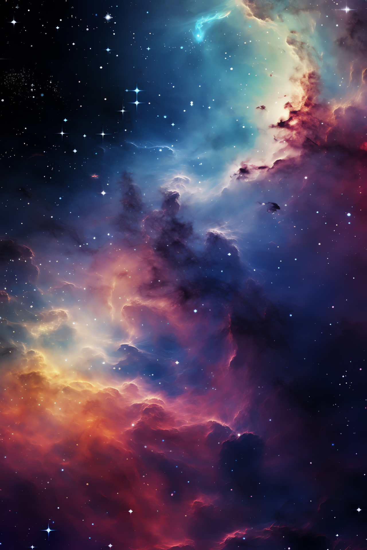 Nebula cosmic gem depiction, Vivid color space art, Interstellar beauty rendering, Astronomical canvas piece, Deep space aesthetic, HD Phone Image