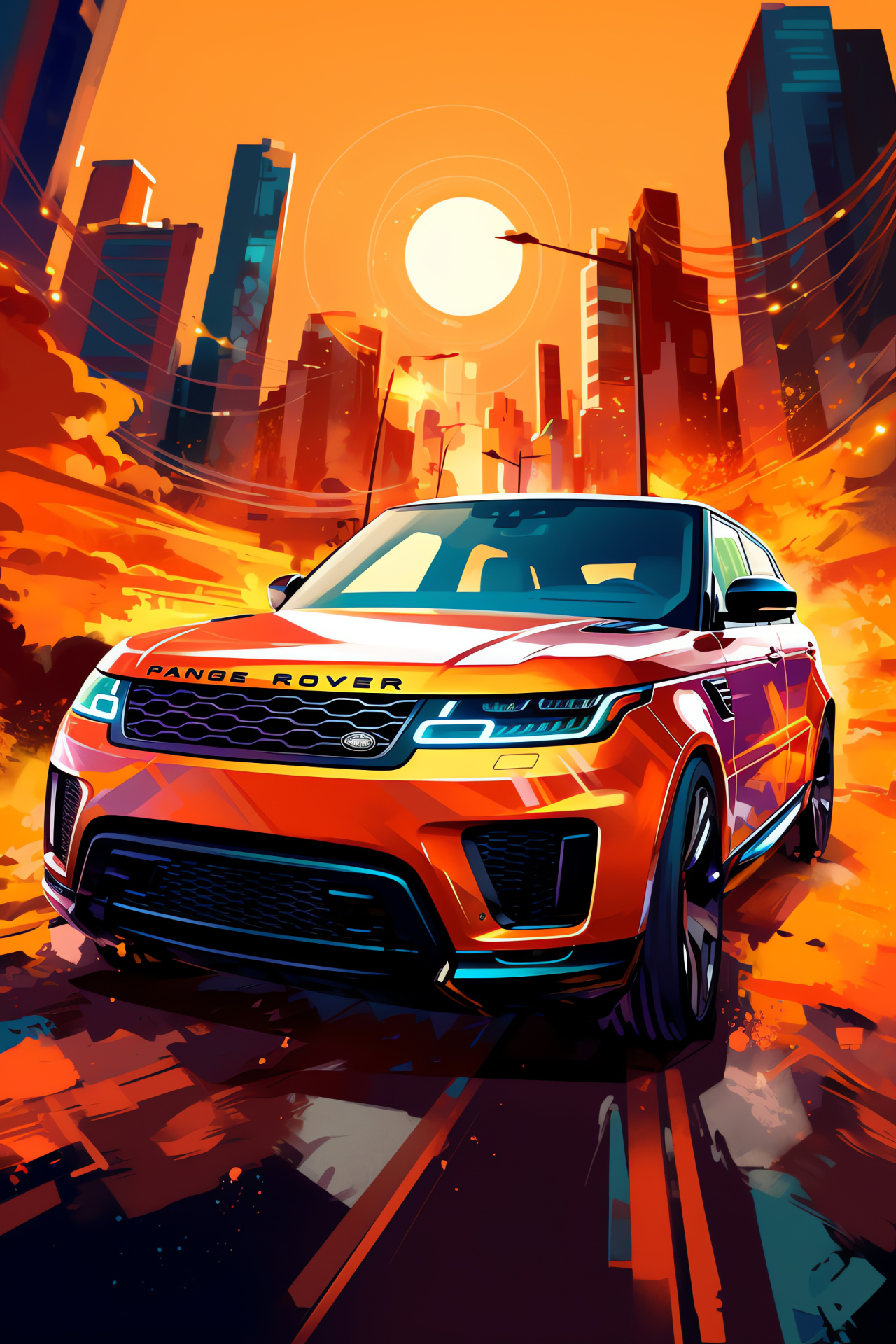 Range Rover Sport 2018, Luxury SUV, City vehicle, Overhead perspective, Metallic shine, Modern design, HD Phone Wallpaper