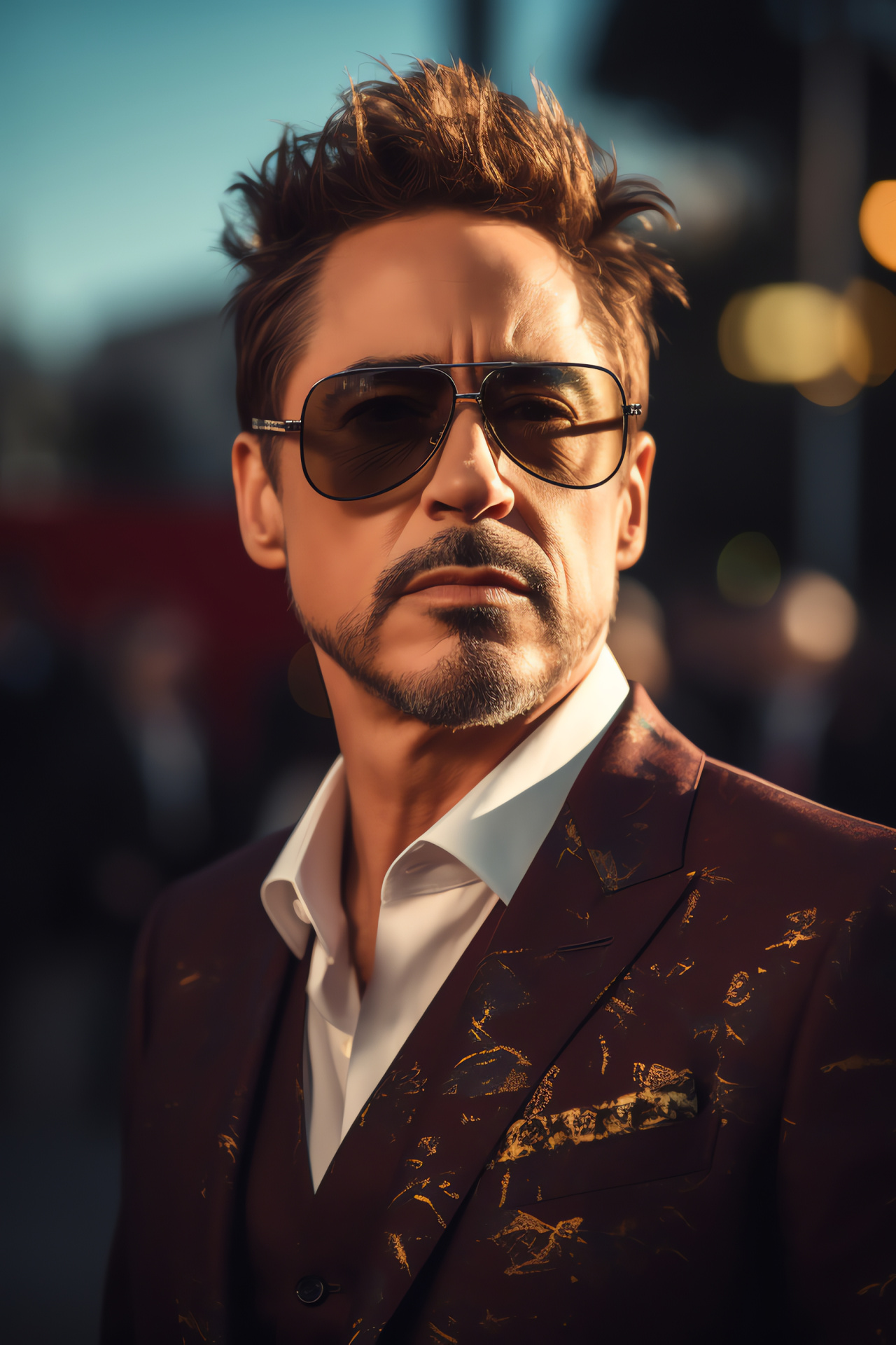 Robert Downey Jr., actor's poise, tailored suit, engaging look, charming grin, HD Phone Wallpaper