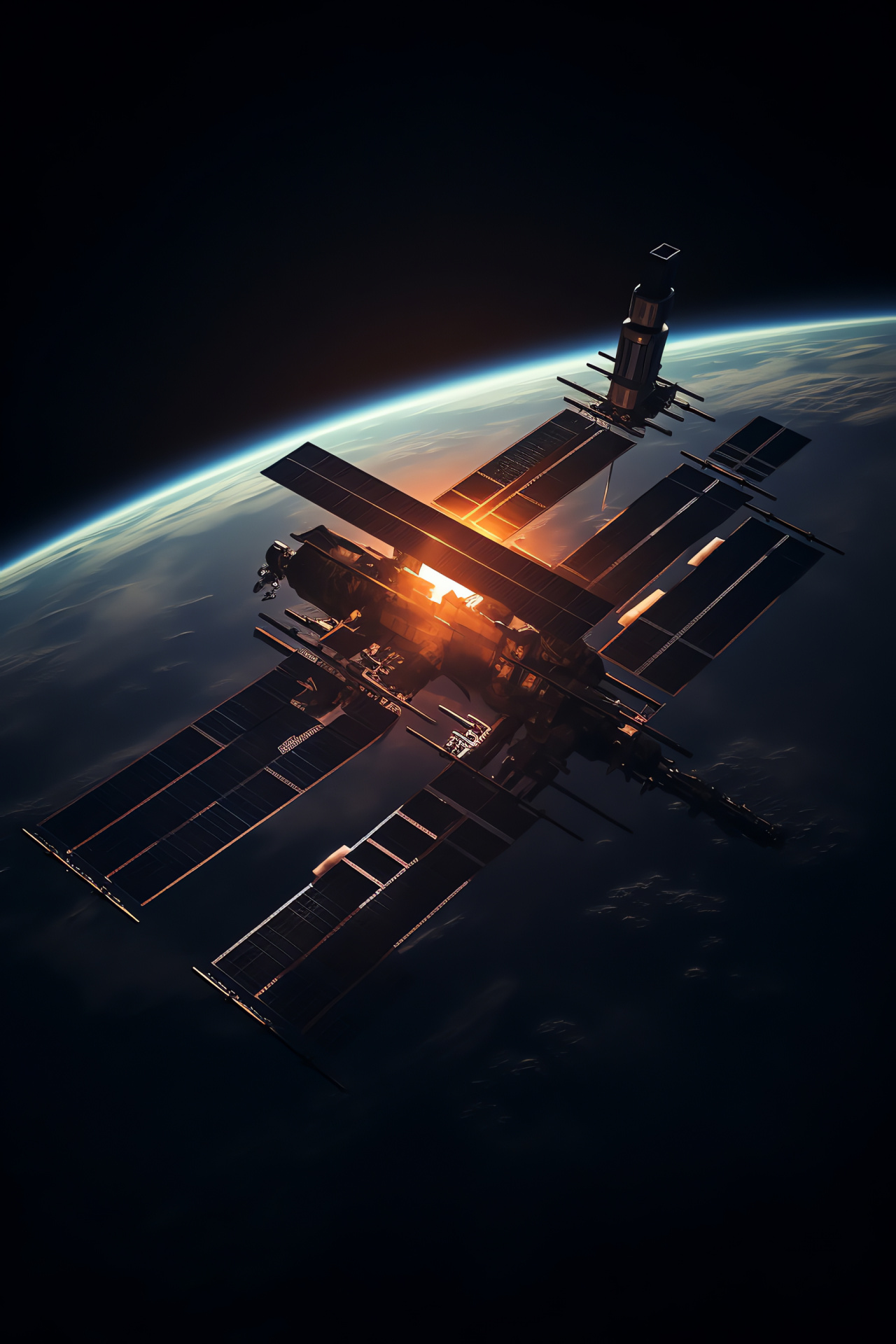 Earth observatory, Techno-scientific marvel, High-altitude habitat, Planet-side glimpse, Extraterrestrial platform, HD Phone Image