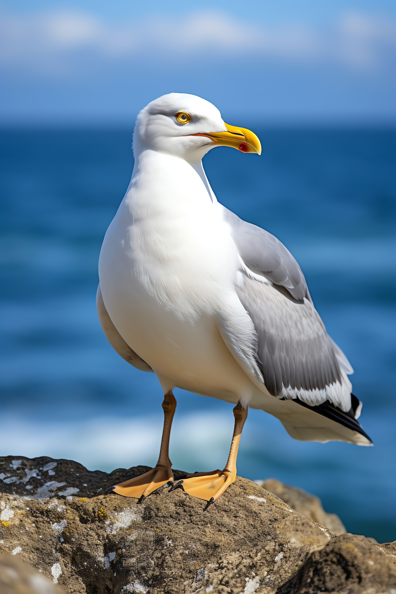 Wild seagull, Bird on cliff, Avian wildlife, Coastal environment, Bird observation, HD Phone Image