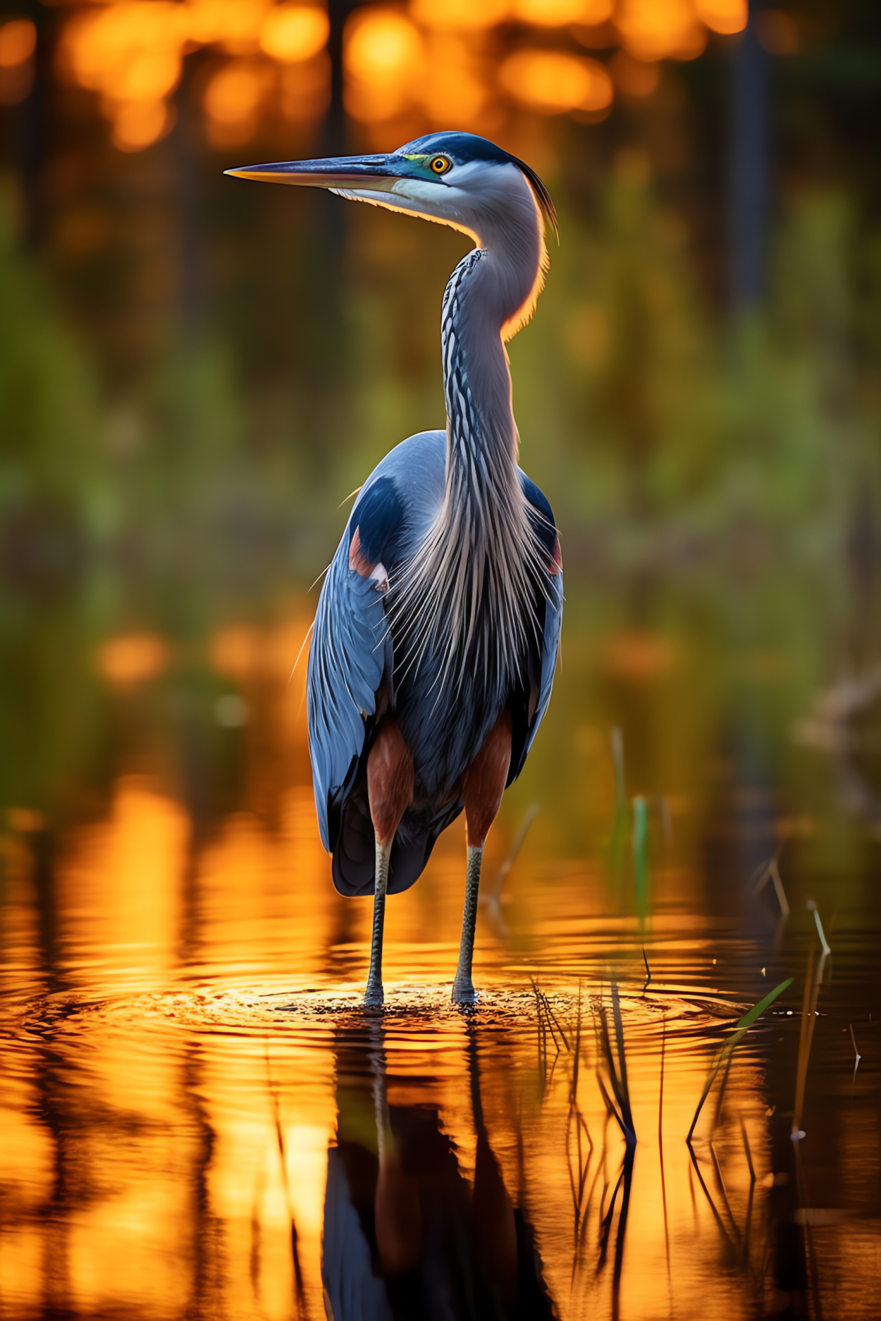 Great Blue Heron, Wading bird, Waterscape wildlife, Majestic bird, Flying bird, HD Phone Image