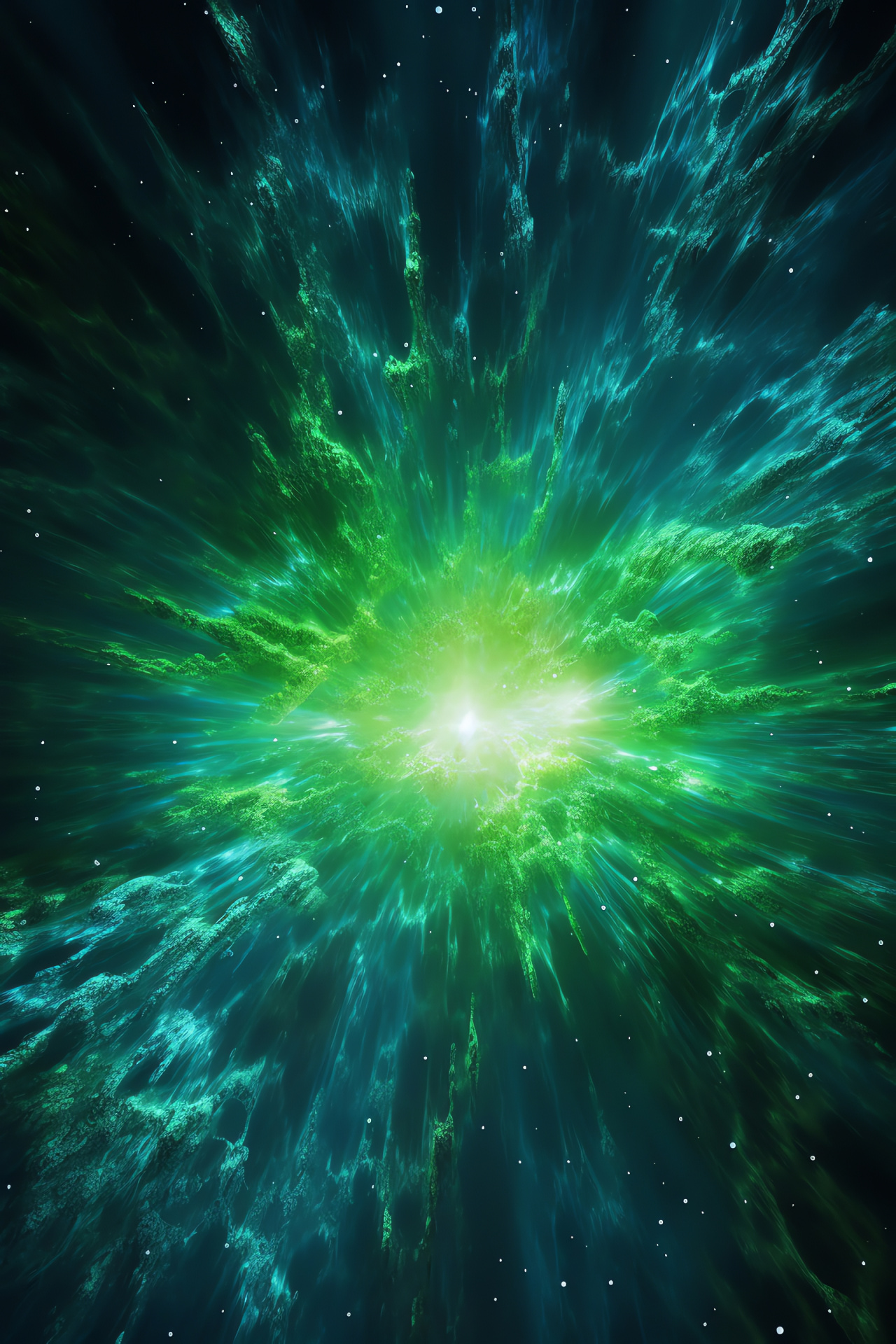 Neon supernova flash, Green blue constellation, Galactic vibrancy, Space majesty, Celestial event canvas, HD Phone Wallpaper