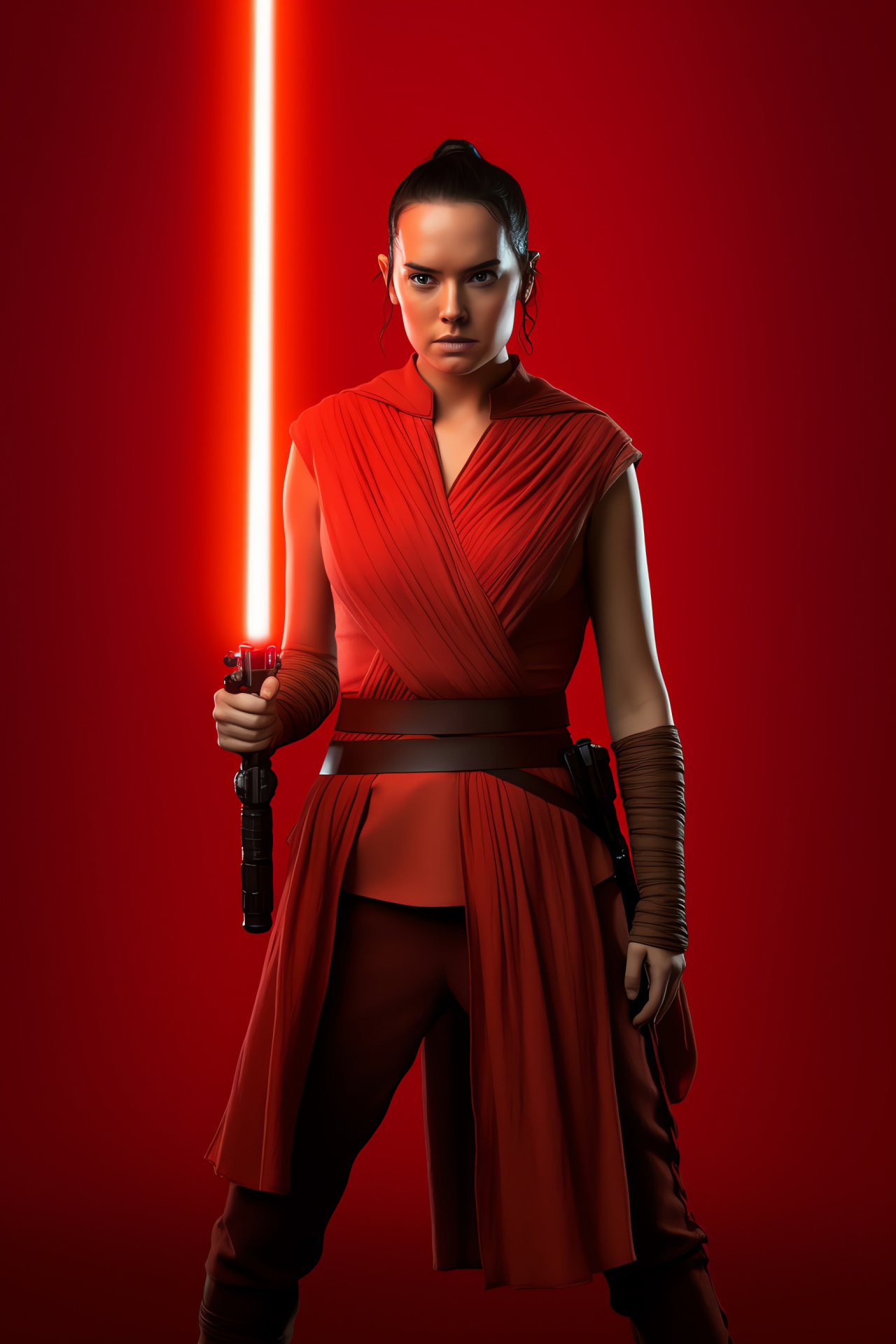 Iconic role of Rey, Star Wars galaxy, Heroic stance, Intrepid determination, Sci-fi film series, HD Phone Wallpaper