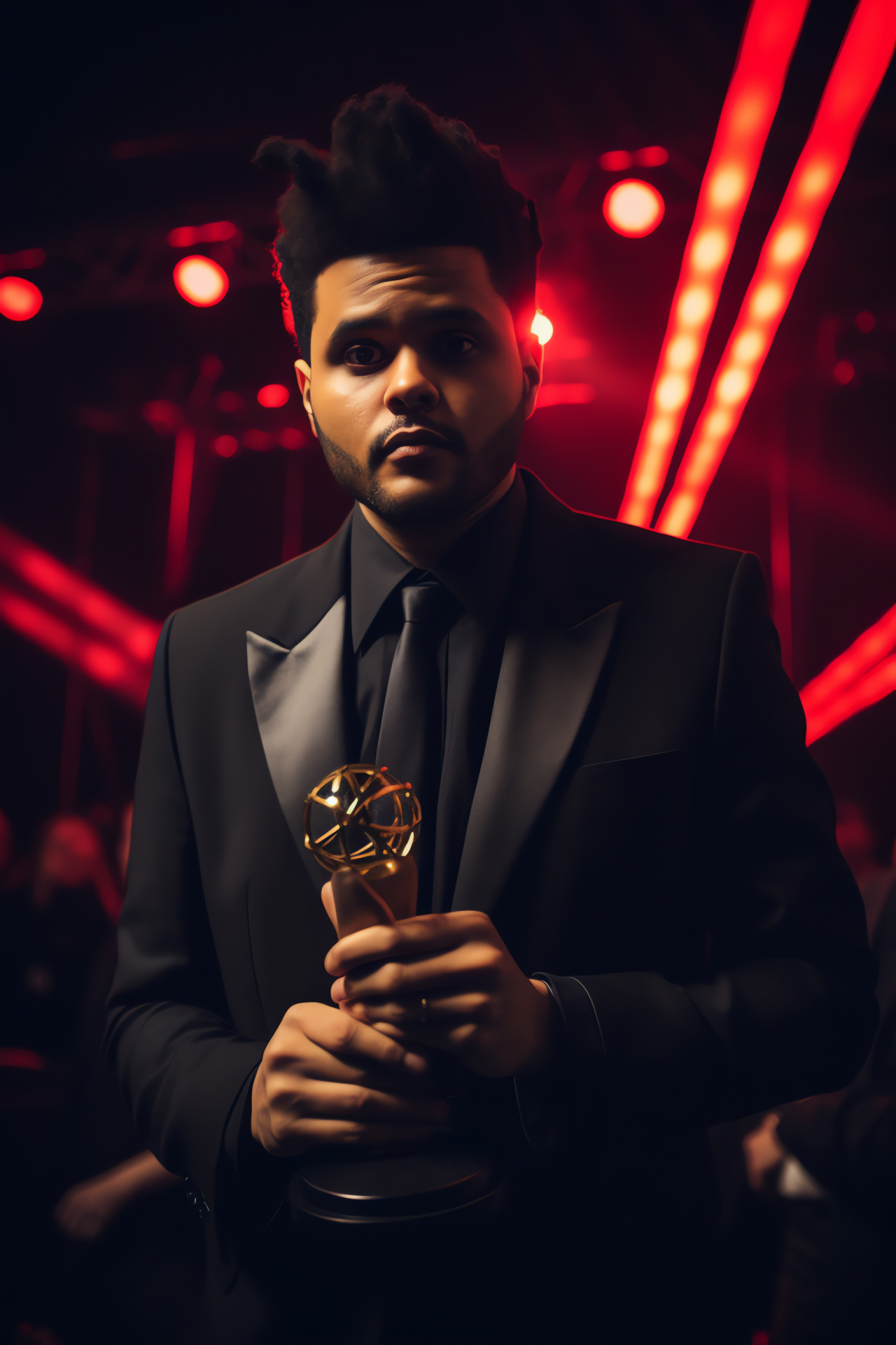 The Weeknd, signature coiffure, glam event, prestigious award night, debonair suit, HD Phone Wallpaper