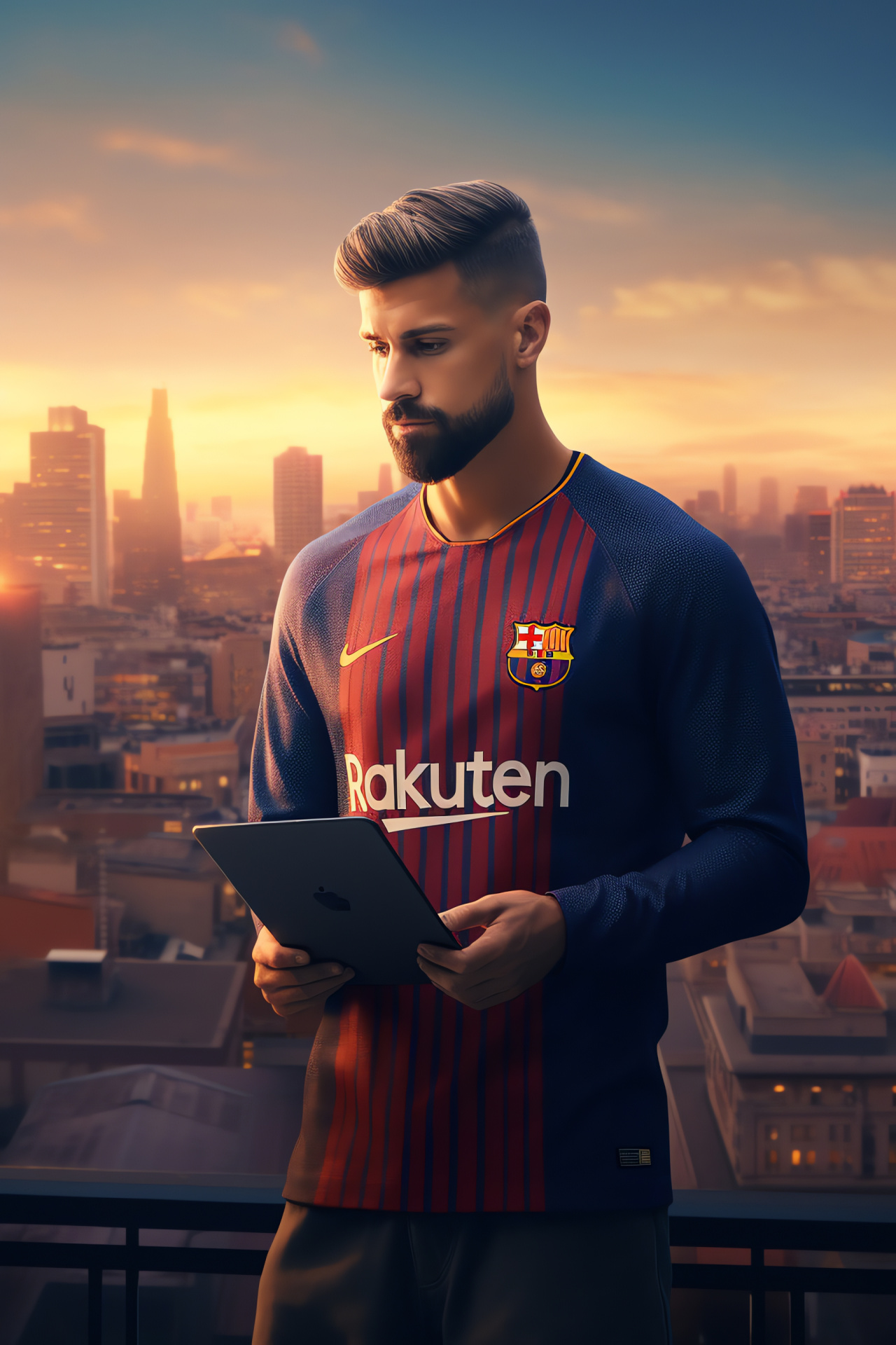 Piqu, Barcelona football hero, Casual style, Personal technology, Urban background, HD Phone Wallpaper