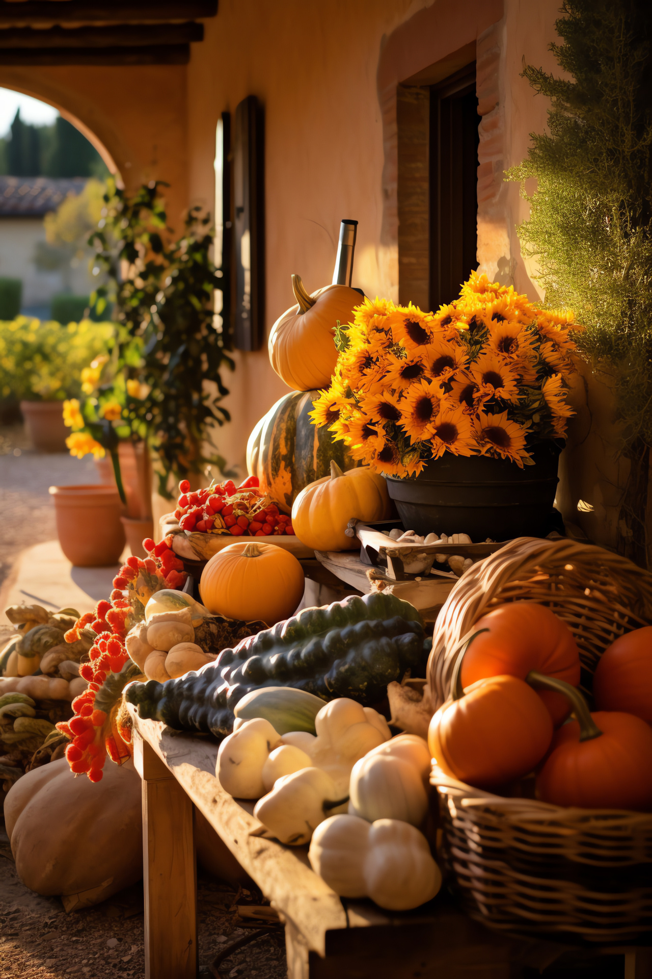 Thanksgiving in Tuscany, Italian ambiance, Harvest celebration, Autumn bounty, Festive gathering, HD Phone Image