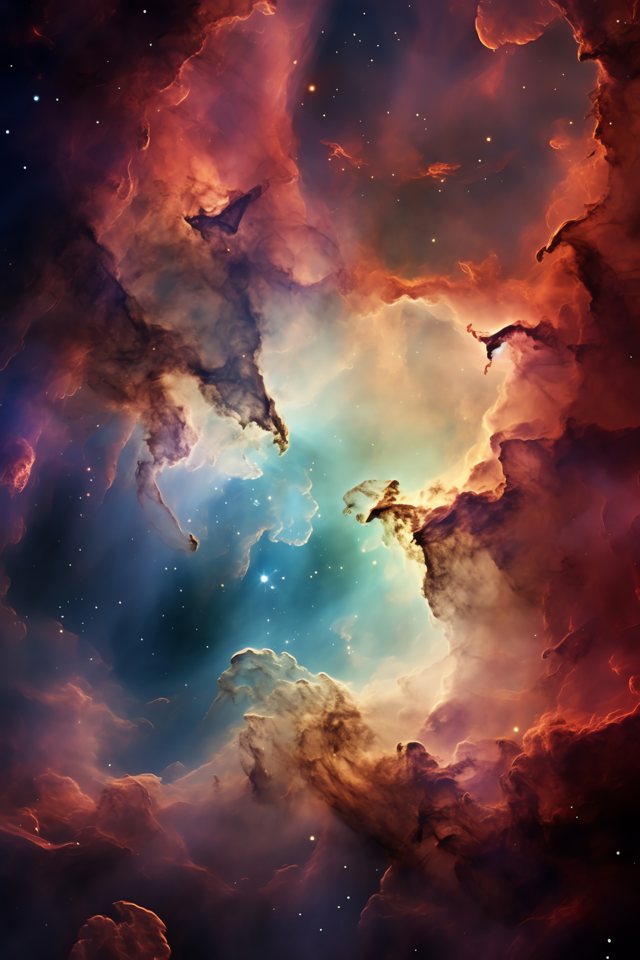 Lagoon Nebula portrait, Stellar wonder, Cosmic structure, Nebulous landscape, Astronomical marvel, HD Phone Image