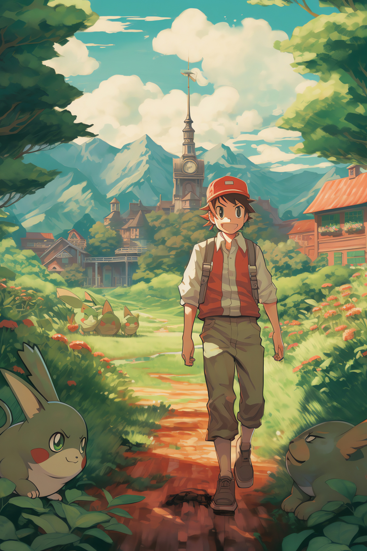 Pokemon Red classic, Pallet Town origin, Trainer's journey, Bulbasaur intrigue, Professor Oak wisdom, HD Phone Image