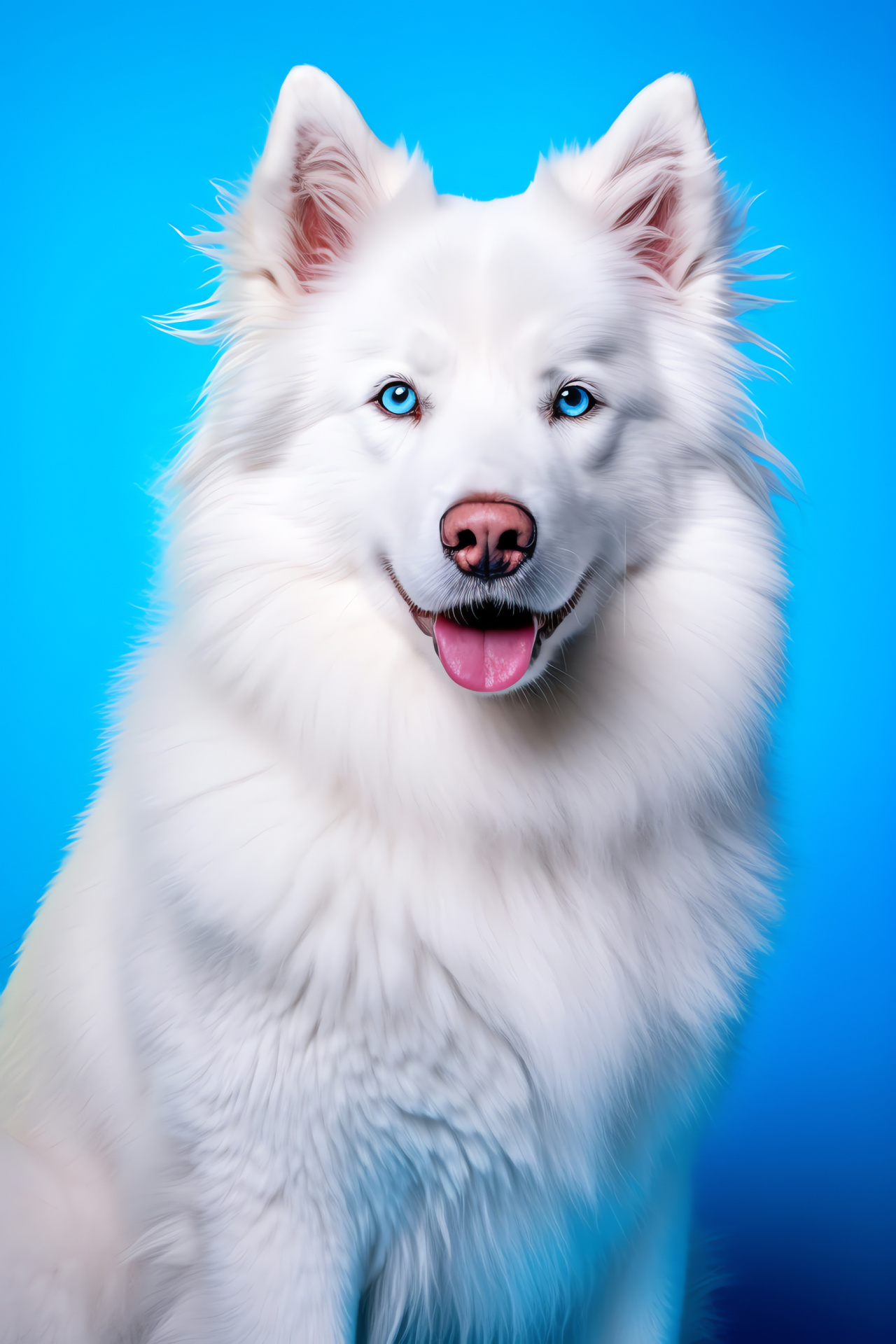 Canine purity, vigilant gaze, snow-white dog, young vitality, animal portrait, HD Phone Image