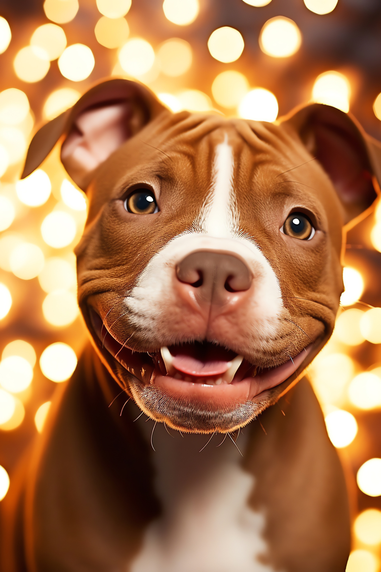 Canine youth, Pit Bull pup, innocent visage, two-tone coat, luminous outline, HD Phone Image