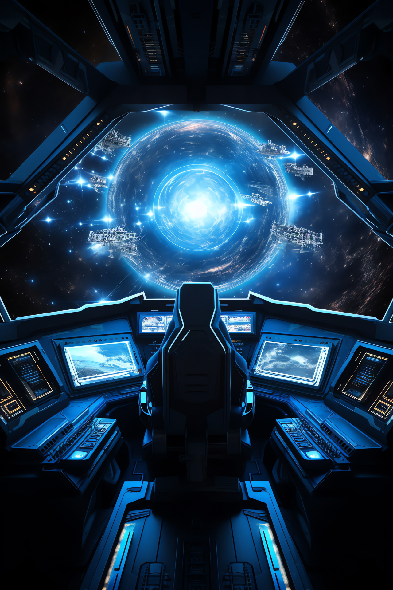 Cosmonaut control room, Remote space scape, Astral radiance, Navigational star field, Orbital flight deck, HD Phone Image