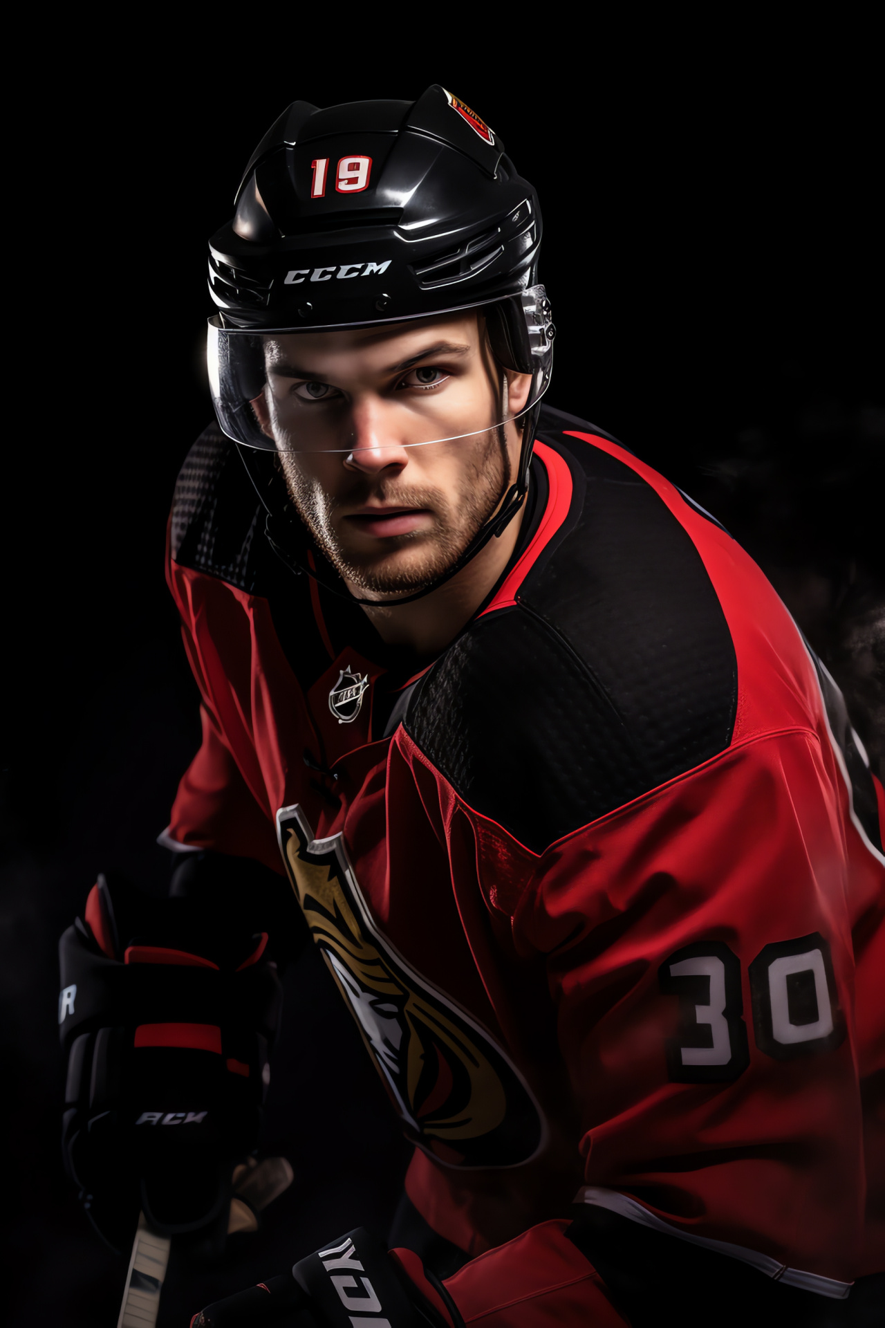 Ice hockey team, Hockey jersey, Player focus, Competitive look, Hockey arena, HD Phone Image