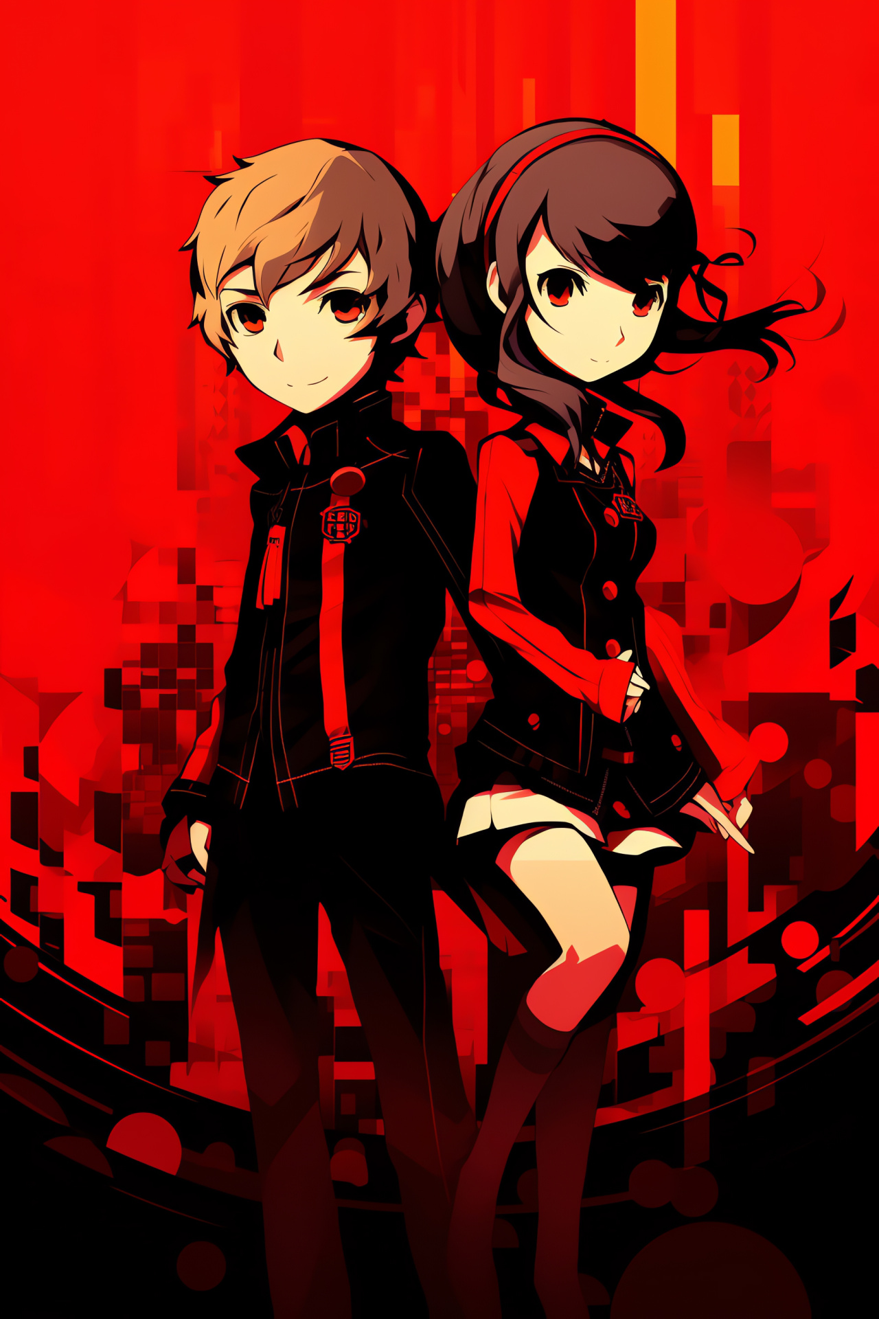 Persona Q ensemble, Shin Megami Tensei characters, High school avatar, Megami Tensei universe, RPG protagonists, HD Phone Image