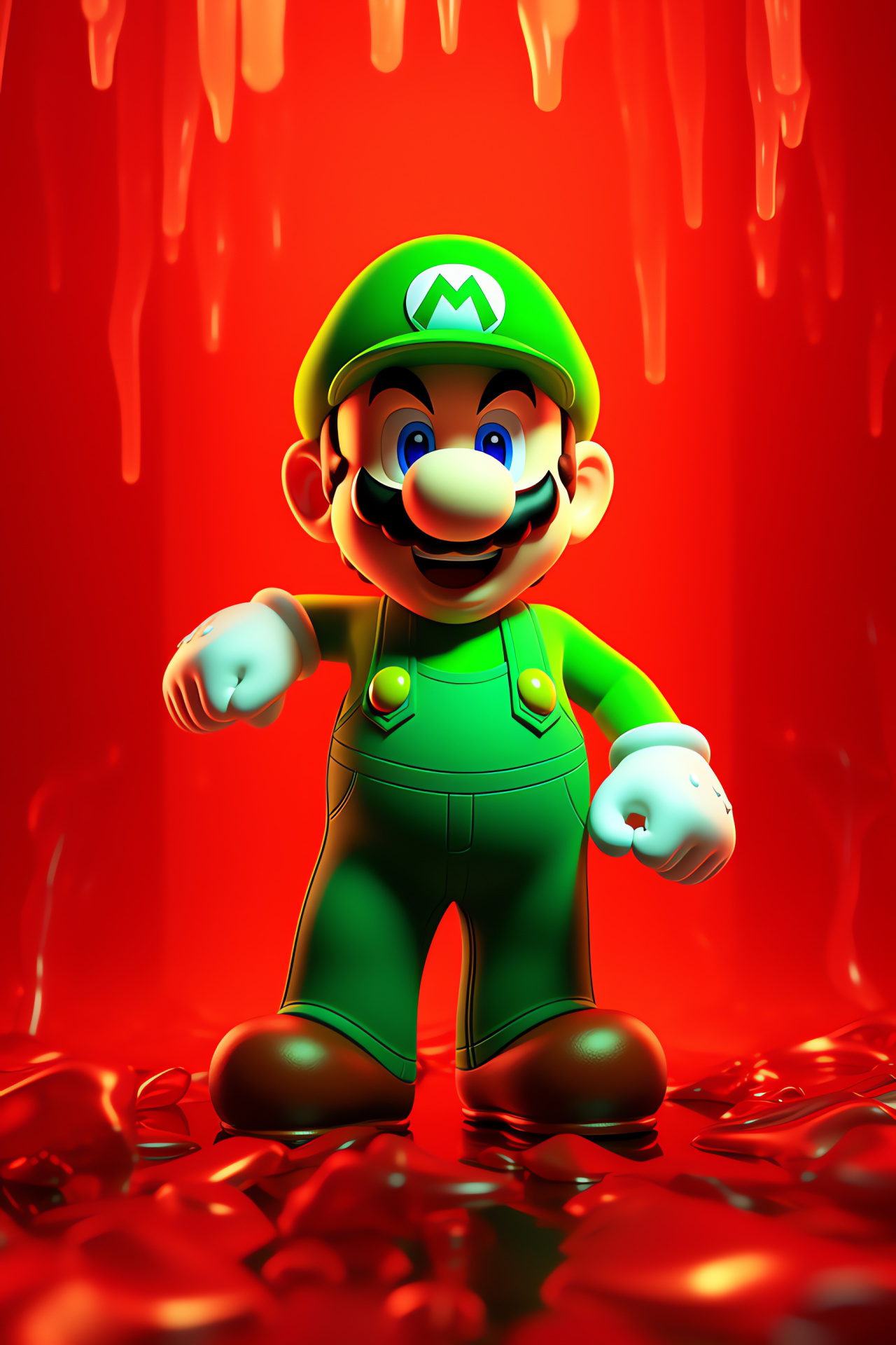 N64 Luigi character, Mario brother figure, Ghost-hunting equipment, Expressive Nintendo face, Gaming icon, HD Phone Image