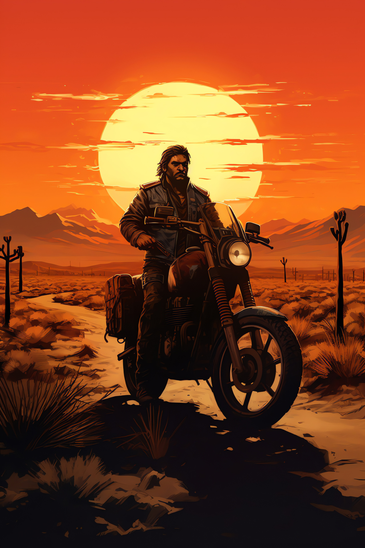 New California Republic troops, NCR ranger, Wasteland patrols, Mojave desert, Lone motorcycle, HD Phone Image