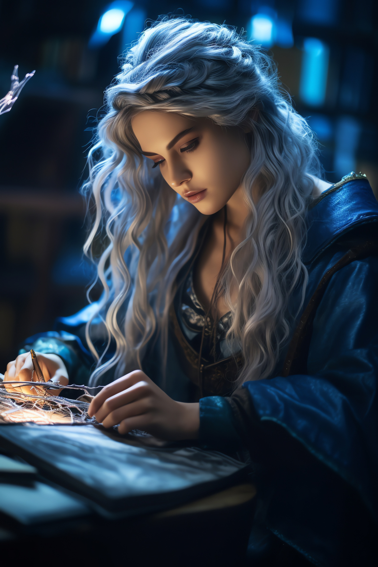 Ravenclaw witch, noble silver accessory, mythical braided hairstyle, legacy scrolls, magical lore, HD Phone Wallpaper