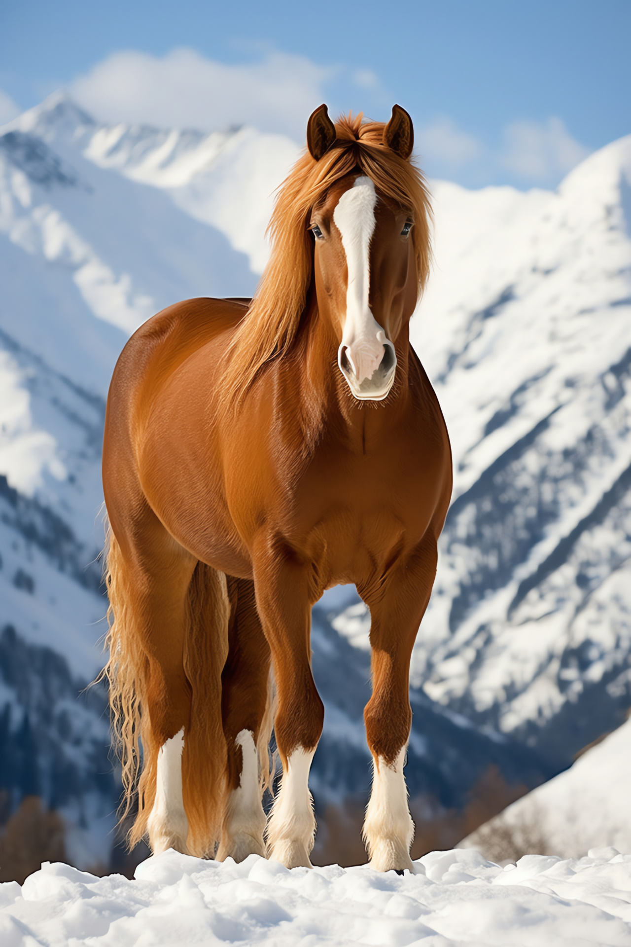 Equine breed, serene pasture, equine sight, burnished horse, serene panorama, HD Phone Wallpaper