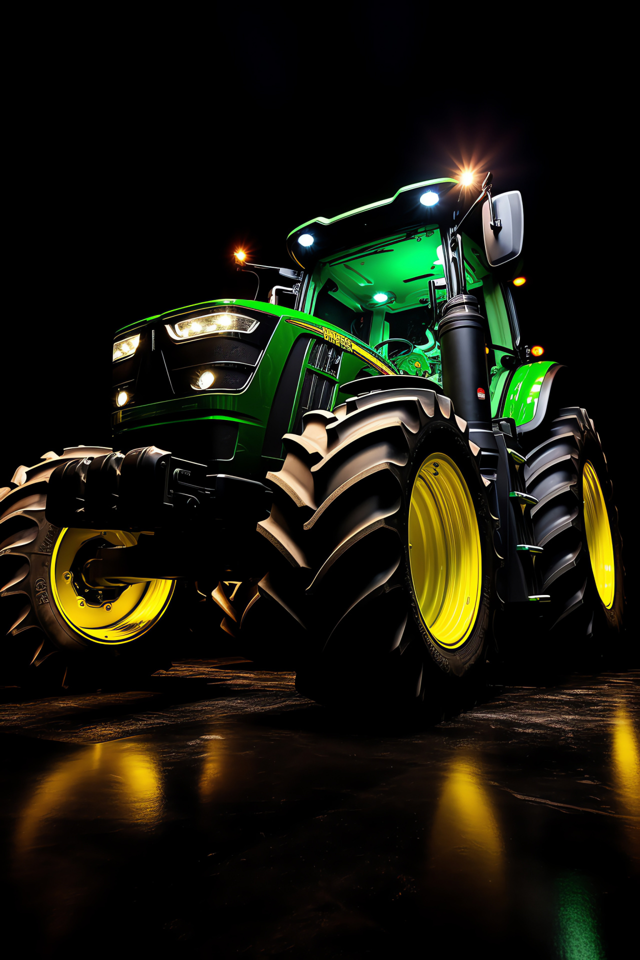 John Deere 9R series, Agricultural machinery, Advanced farming, Modern tractors, Triple-tone backdrop, HD Phone Wallpaper