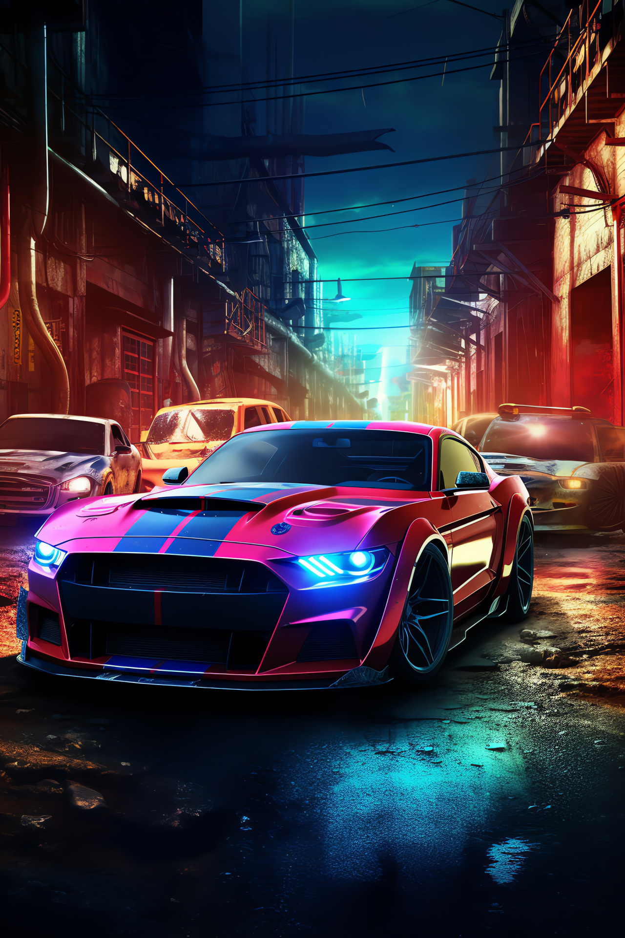 NFS Most Wanted event, desolate zone, street king Razor, competitive confrontation, palpable intensity, HD Phone Wallpaper