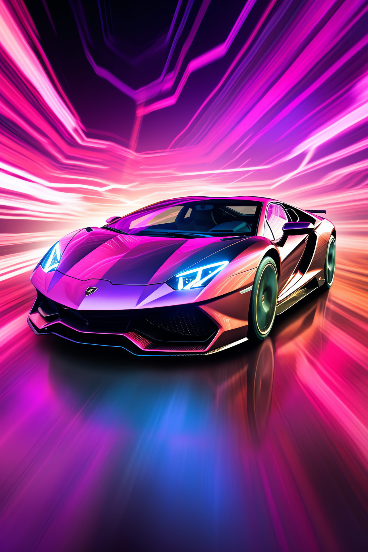 Lamborghini artwork, Luminous abstract embellishment, Flowing automotive lines, Design innovation showcase, Striking visual impact, HD Phone Image