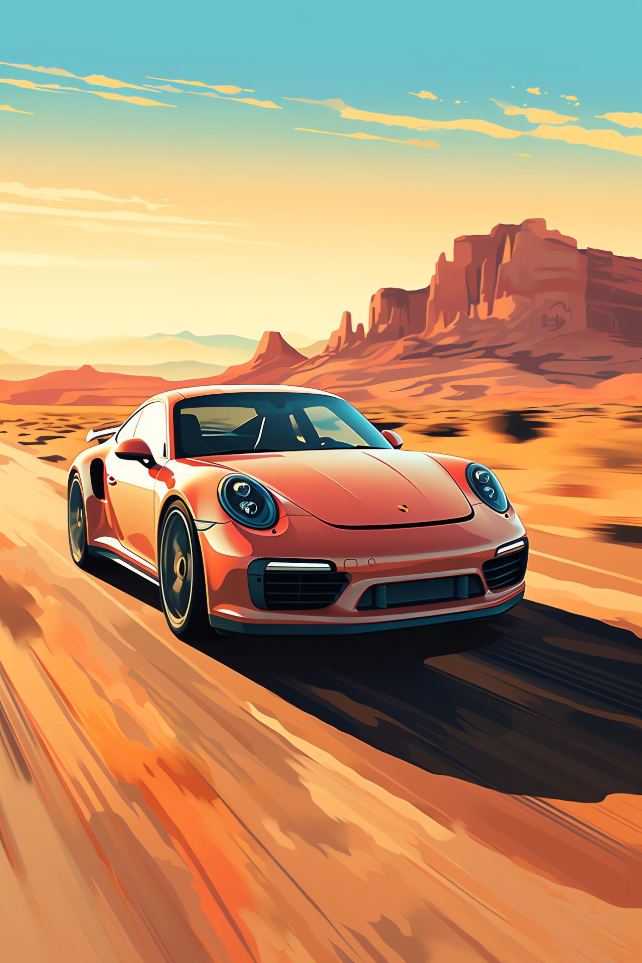 Porsche 911, Desert landscape, Automotive movement, Iconic styling, Engineering marvel, HD Phone Wallpaper