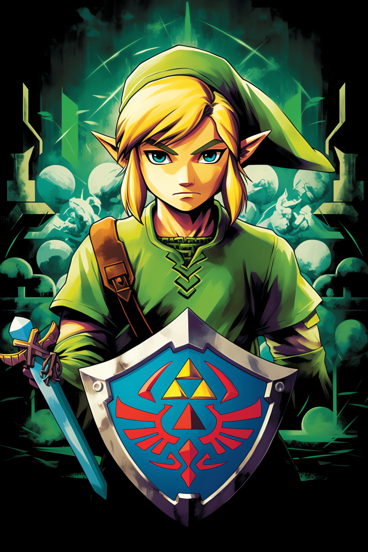 Link of Hyrule, Hylian green outfit, Master Sword wielder, Hyrule adventurer, Triforce hero, HD Phone Image