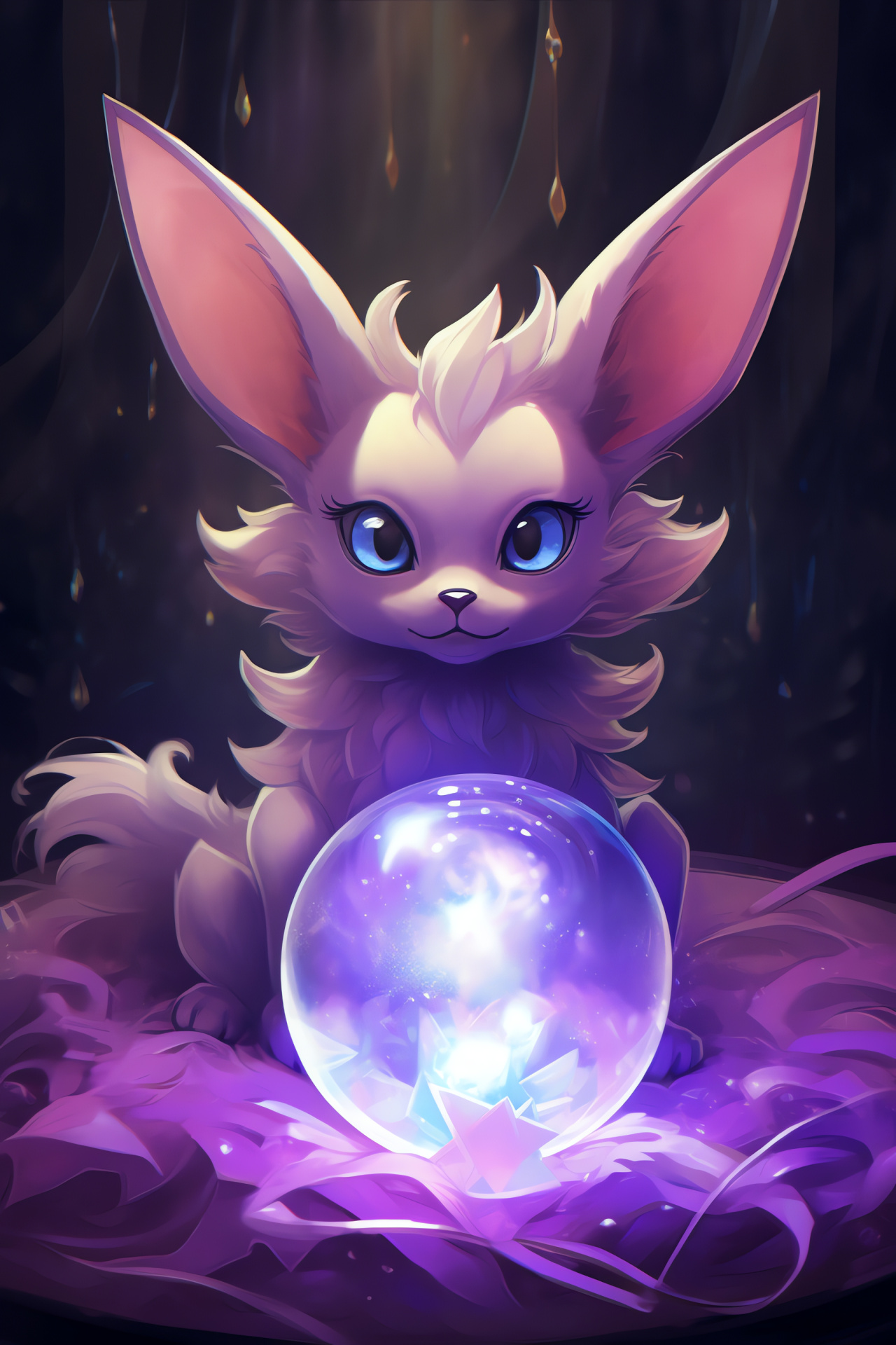 Eevee to Espeon proximate, amethystine evolution, close-up detail, transcendent gaze, psychic variant, HD Phone Wallpaper