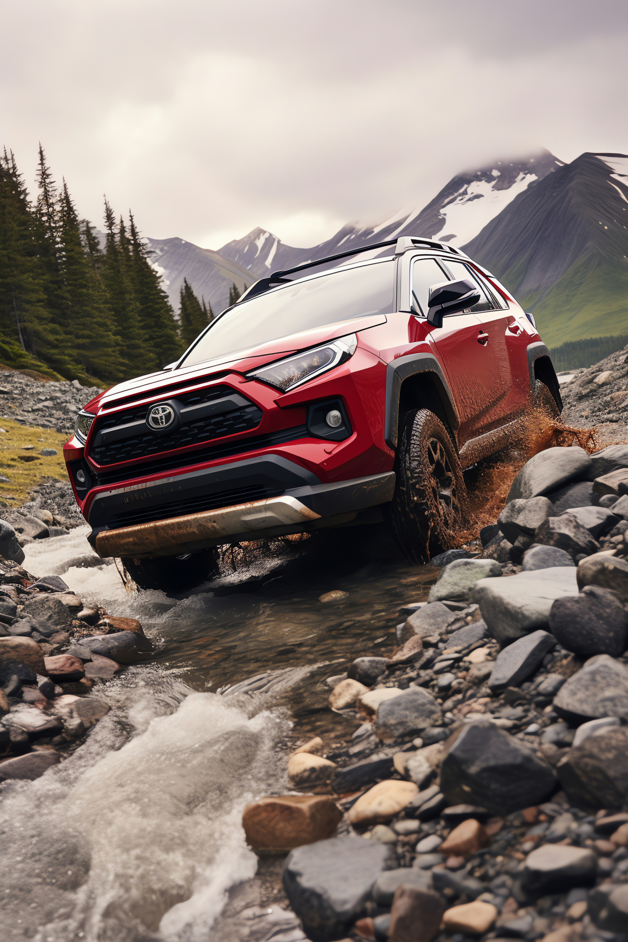 Toyota TRD RAV4, Rugged trail setting, Off-road tackling, Advanced 4x4 capability, Tough terrain navigation, HD Phone Image