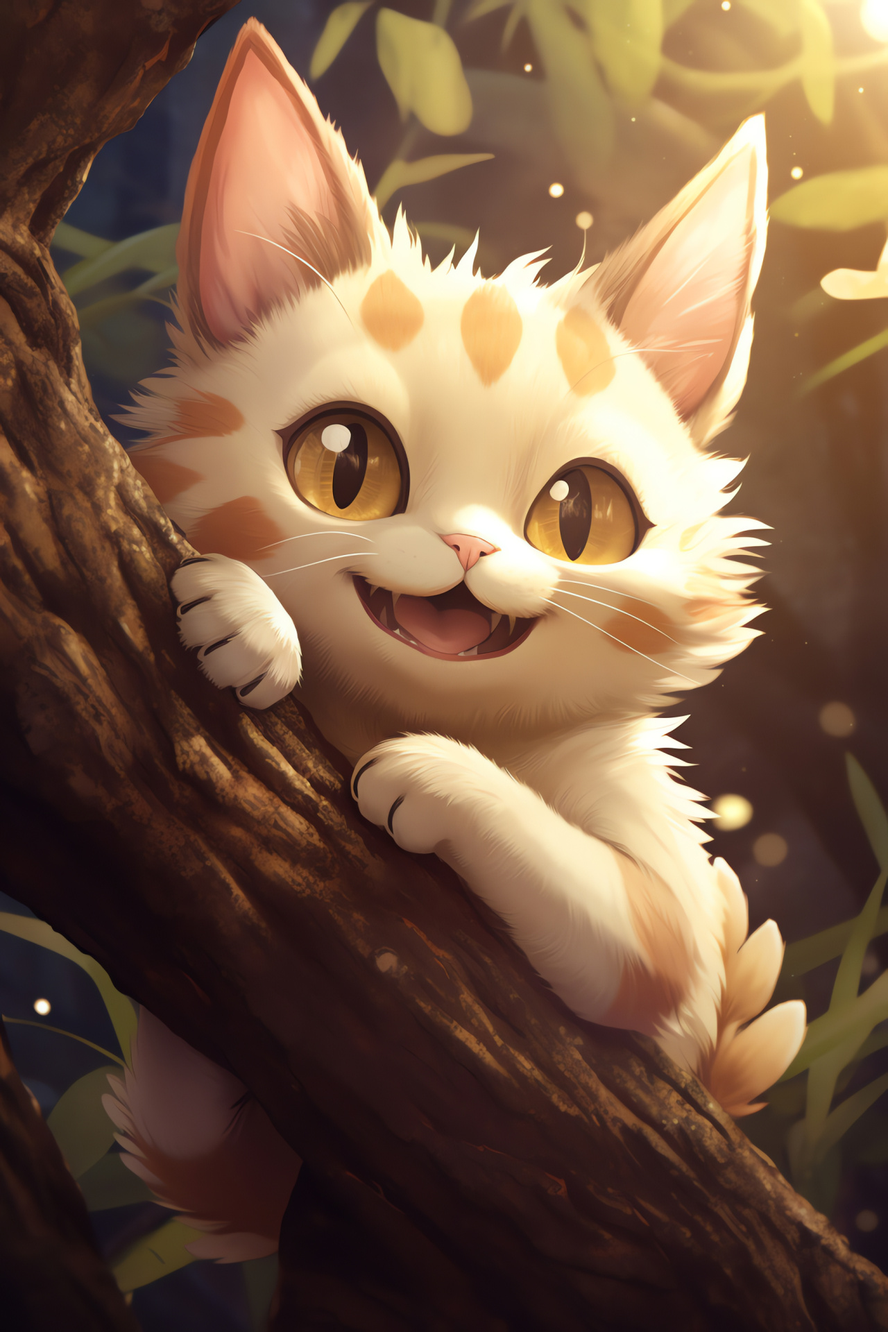 Cheeky Meowth, Normal-type feline, Whip-smart Pokmon, Arboreal perch, Glossy coat, HD Phone Wallpaper