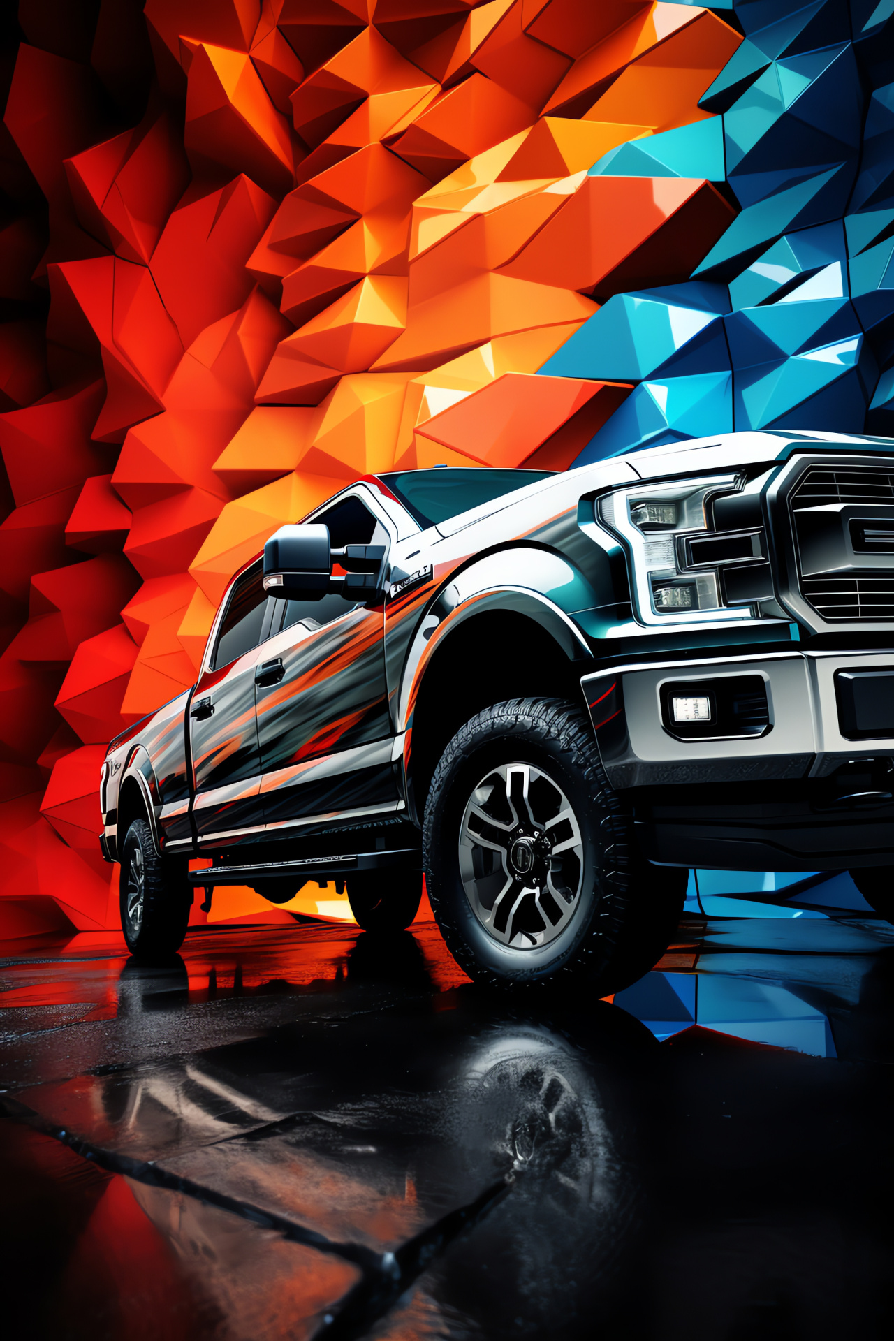 Powerstroke machinery, acumen showcase, profile shot, geometric intrigue, enthralling environment, HD Phone Image