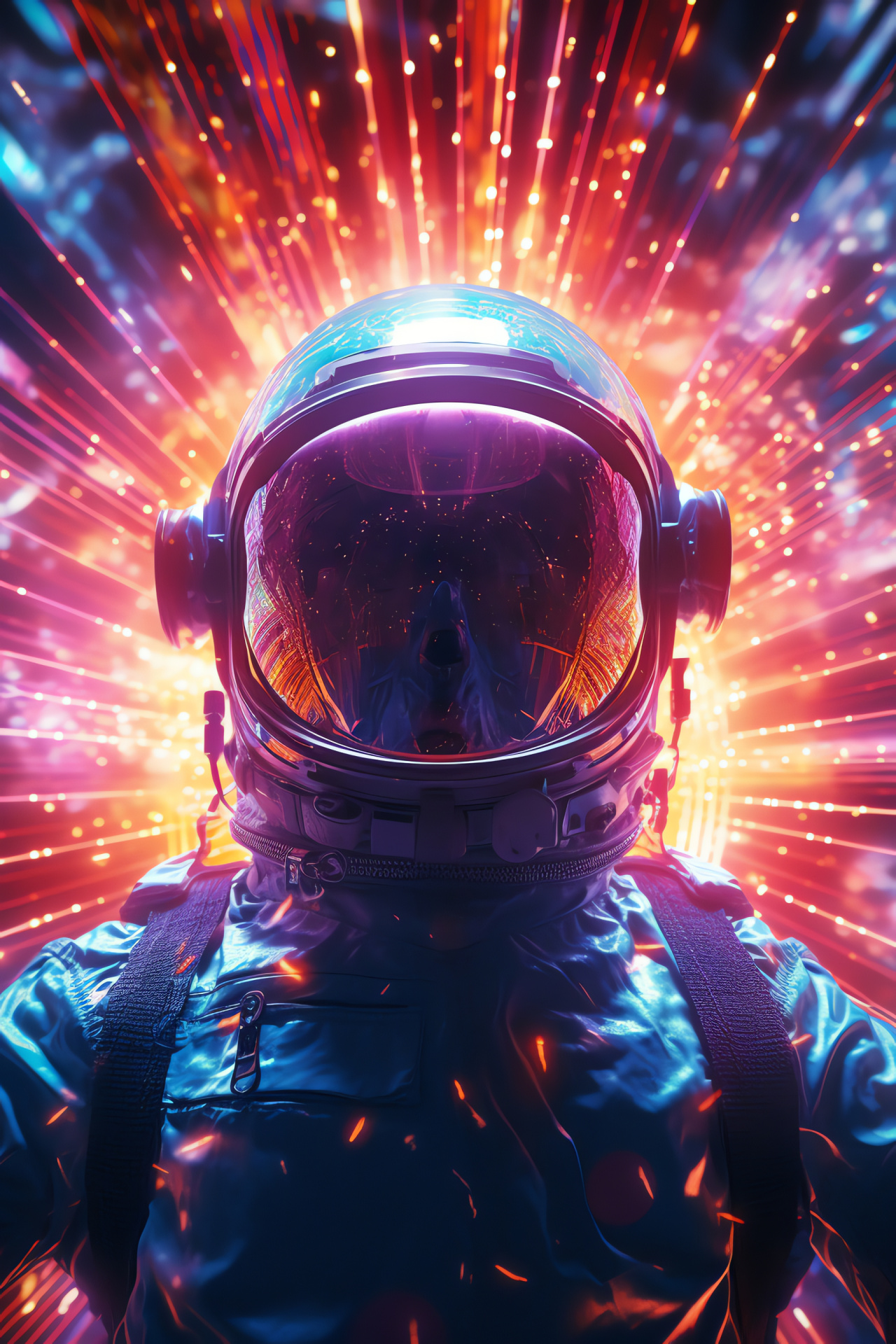 Yuri Gagarin, Soviet cosmonaut, Serene anti-gravity, Particle luminescence, Spectrum of neon, HD Phone Wallpaper