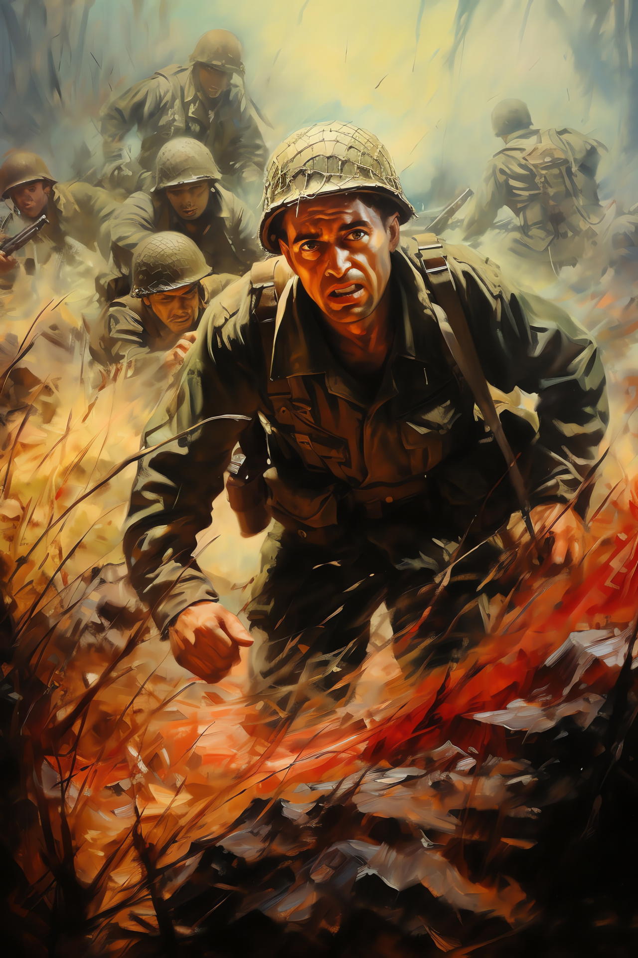 D-Day representations, Sergeant Horvath role, Historical conflict, War film heroics, Frontline scenario, HD Phone Wallpaper
