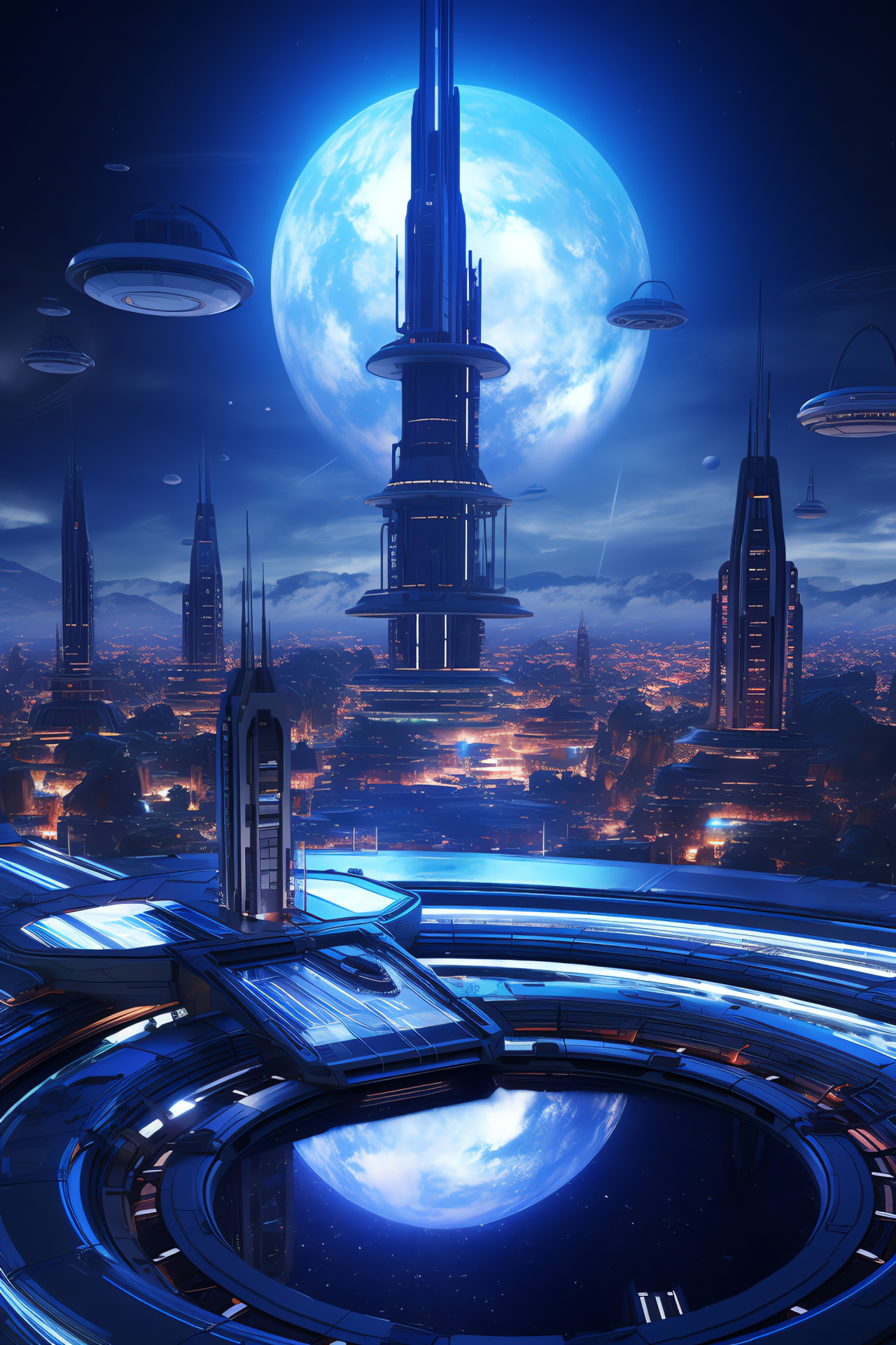 Intergalactic transport hub, Far-off celestial, Variety of starships, Outlying colony, Cosmic gateway, HD Phone Image