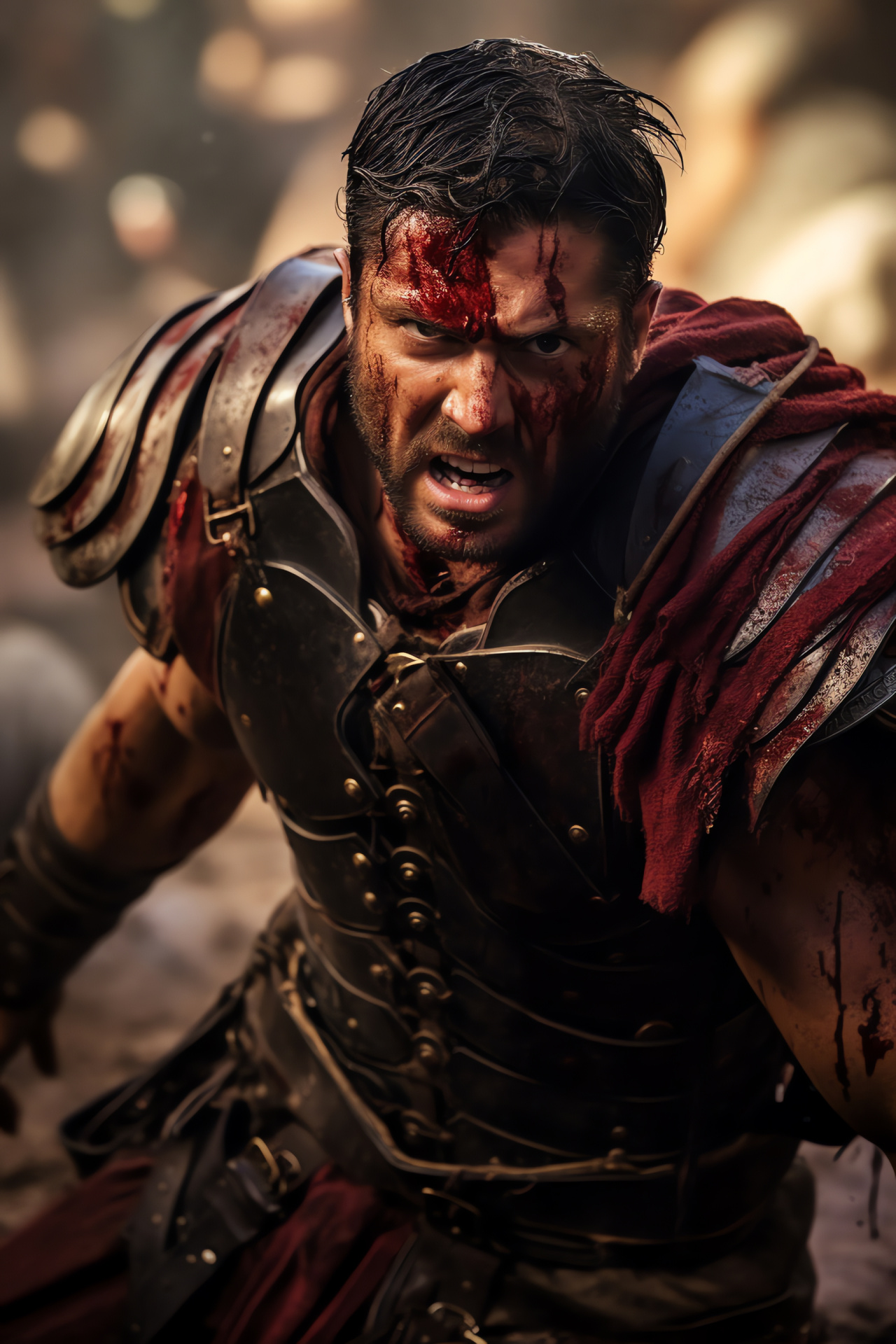 Crixus, War scene, Weapon, Roman adversaries, Aggression, HD Phone Image