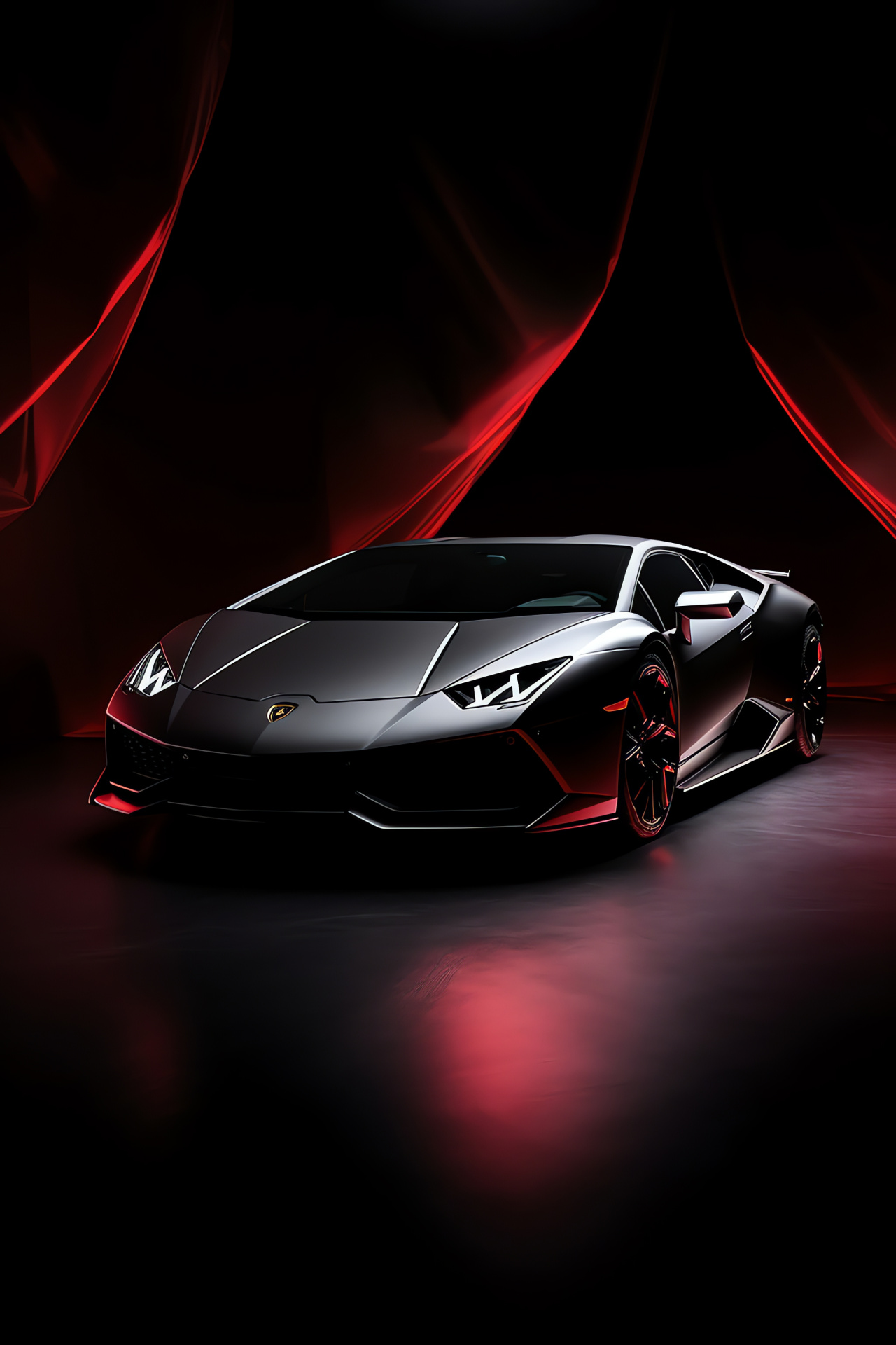 Lamborghini angle, Luxury vehicle, Black car elegance, Automotive drama, High-performance motor, HD Phone Image