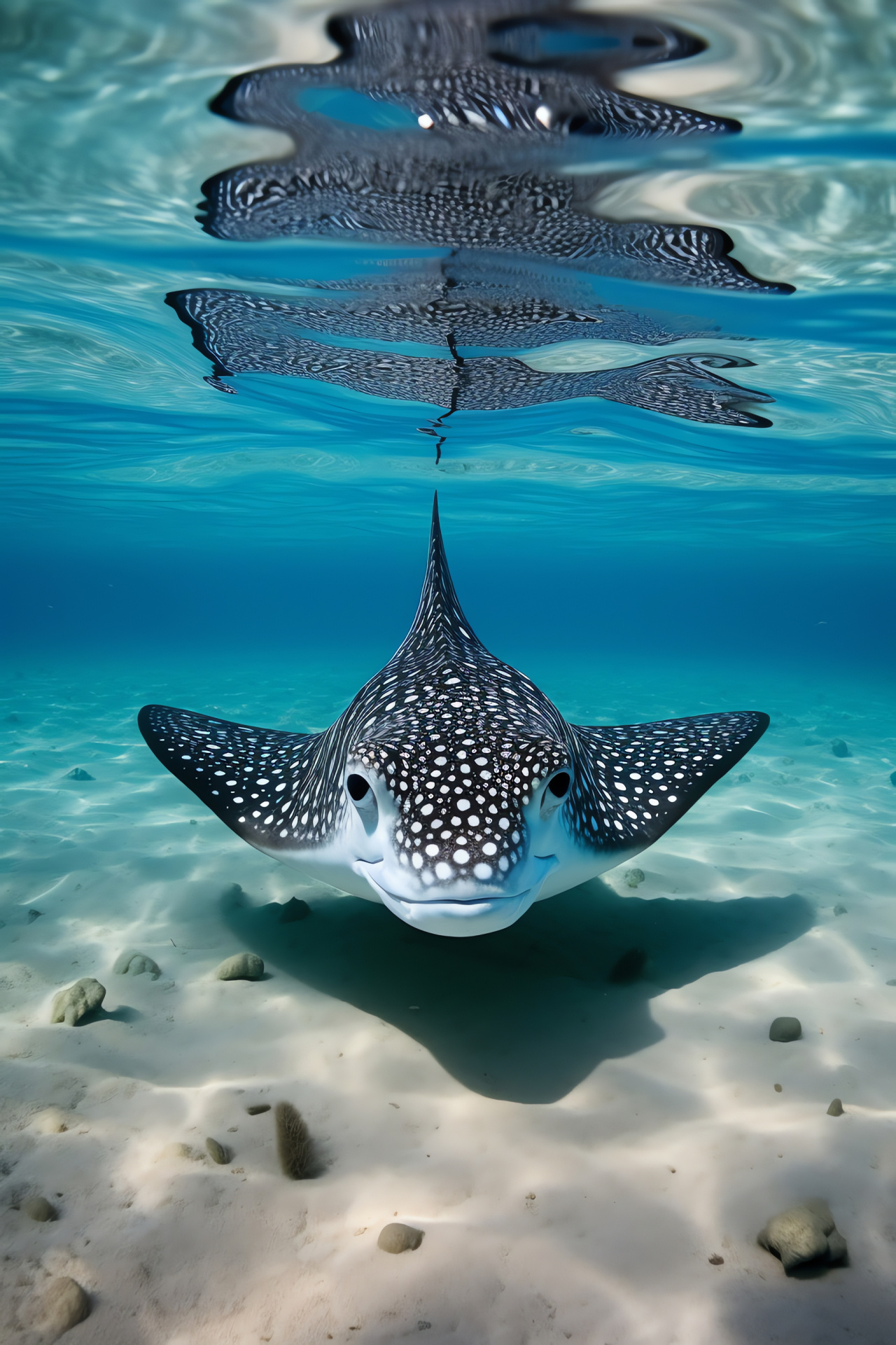 Eagle ray, cartilaginous fish, marine life, shallow lagoon species, tropical waters, HD Phone Wallpaper