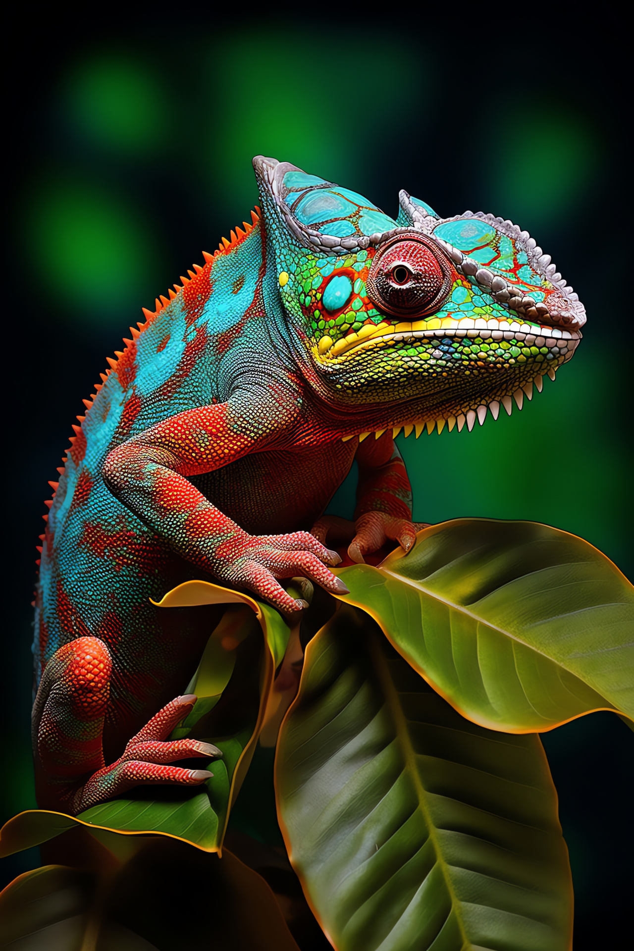 Veiled chameleon, Exotic lizard, Vibrant reptilian, Chamaeleonidae family, Rainforest species, HD Phone Wallpaper