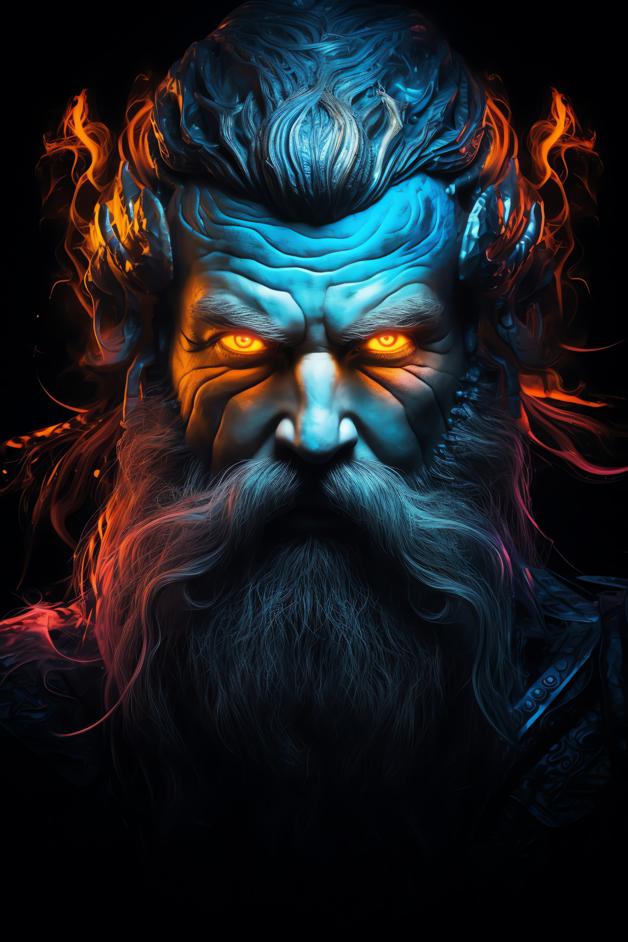 Odin of Pantheon roster, Norse deity embodiment, Piercing blue stare, Majestic white facial hair, Mighty spear Gungnir, HD Phone Image