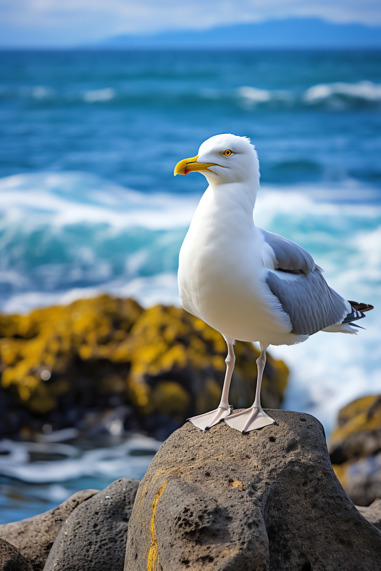 Seabird specimen, Coastal bird species, Seagull features, Marine avian life, Ocean environment, HD Phone Wallpaper