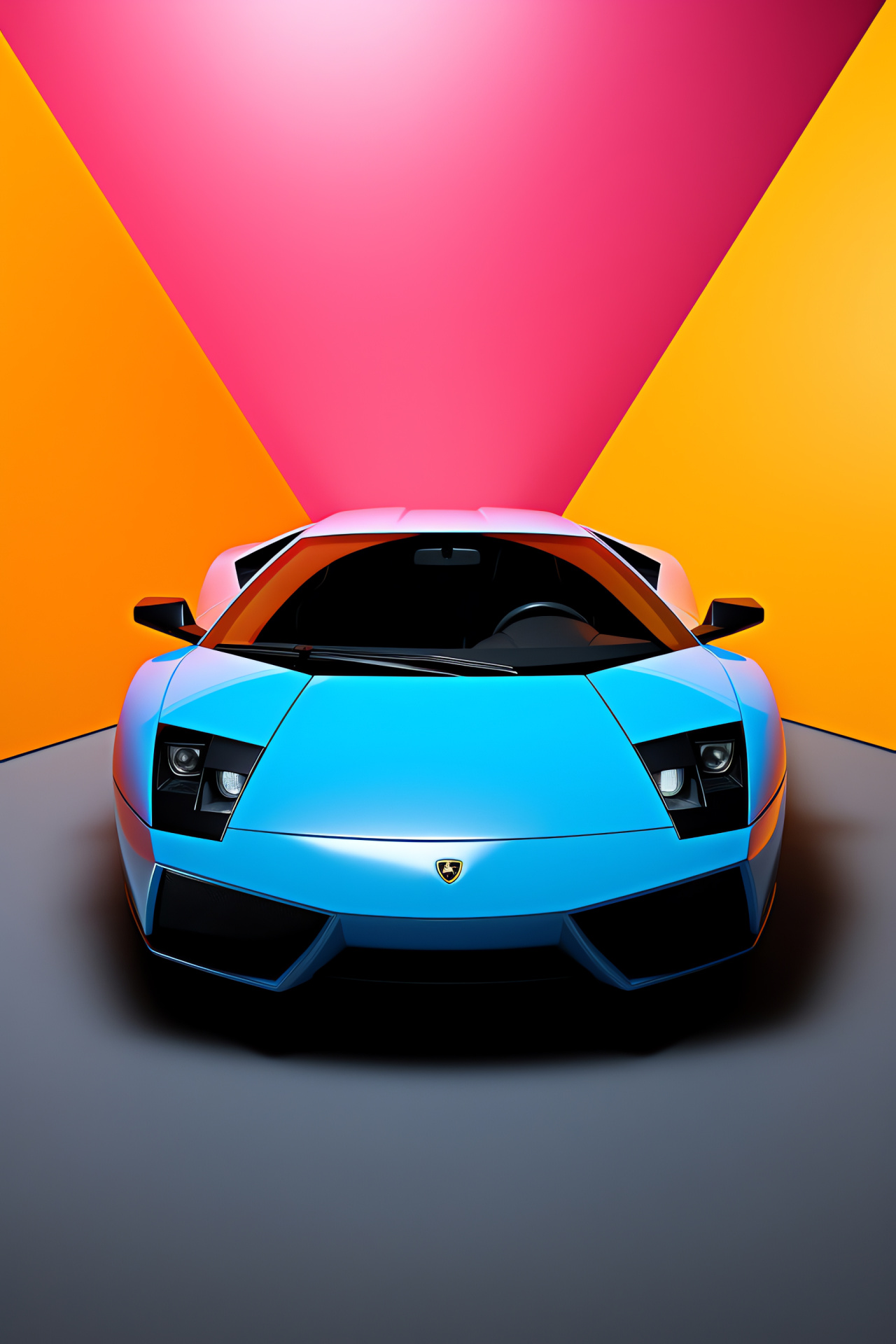 Lamborghini Murcielago showcase, two-tone studio setting, dynamic sports car stance, Italian supercar design, bold aesthetics, HD Phone Wallpaper