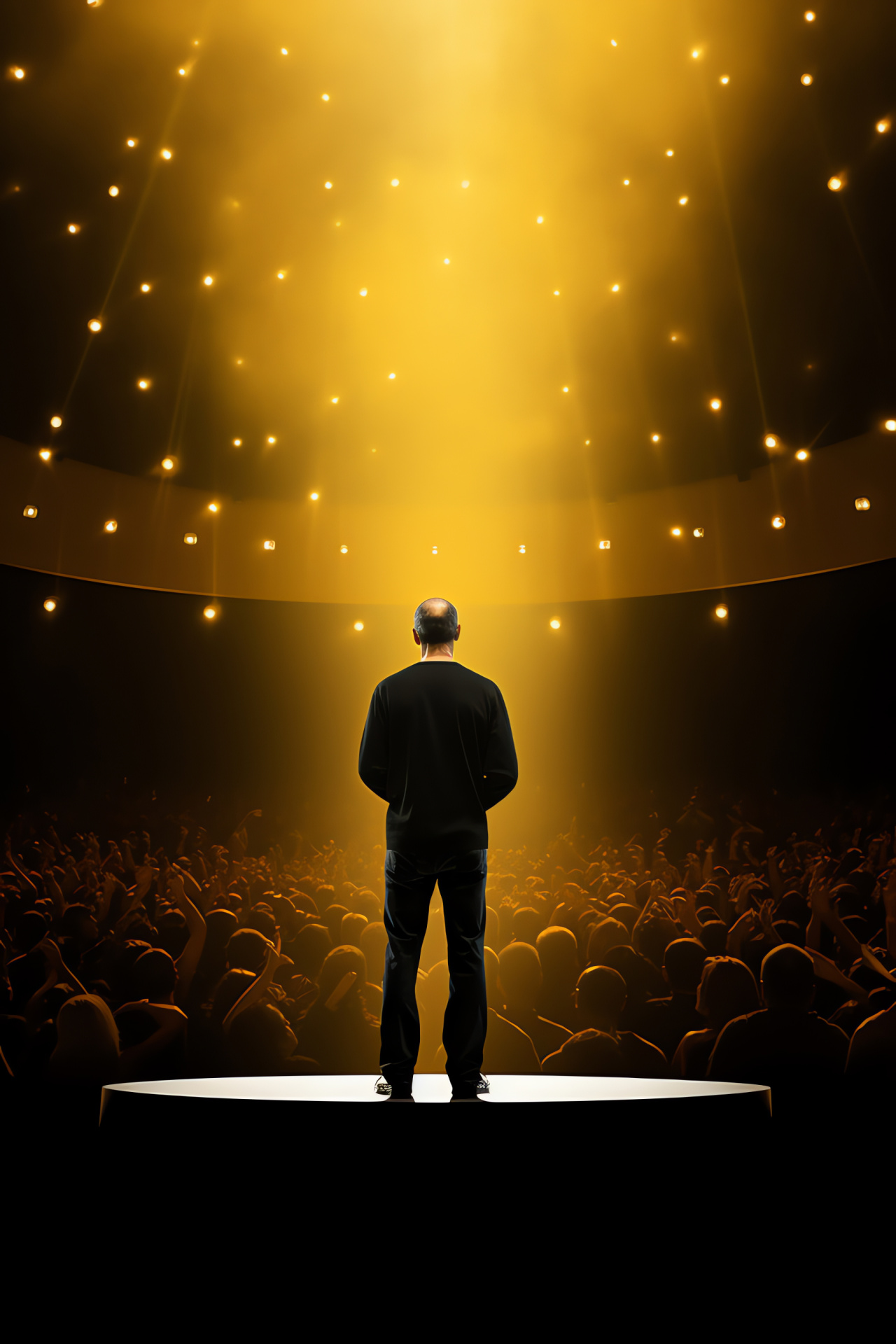 Steve Jobs, Product launch event, Technological advancement, Public speaking, Ambient stage lighting, HD Phone Wallpaper