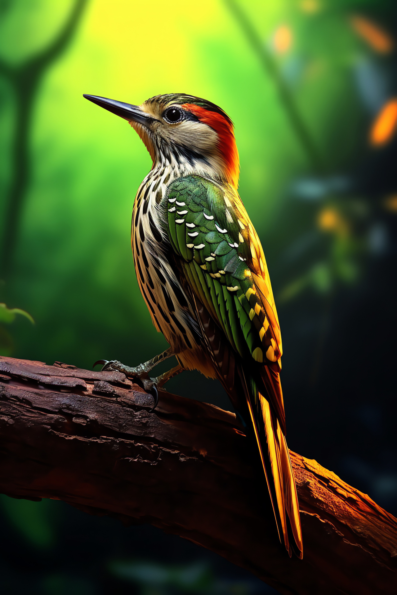 Woodpecker beauty, Woodland bird, Fauna, Aviary attraction, Perspicuous spotlight, HD Phone Image