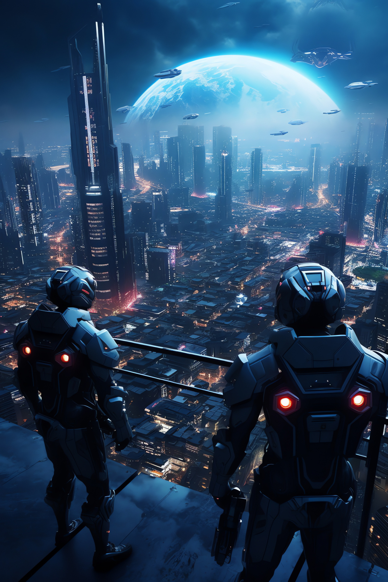 Space opera scene, Alien metropolis view, Interplanetary uprising, Futuristic skyline, Revolutionary faction, HD Phone Image