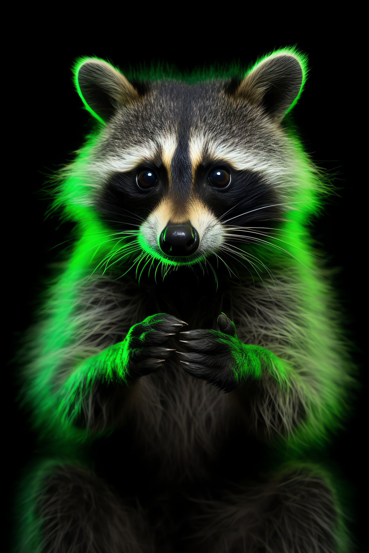 Curious raccoon, Procyon genus, three-colored canvas, omnivorous animal, suburban resident, HD Phone Wallpaper