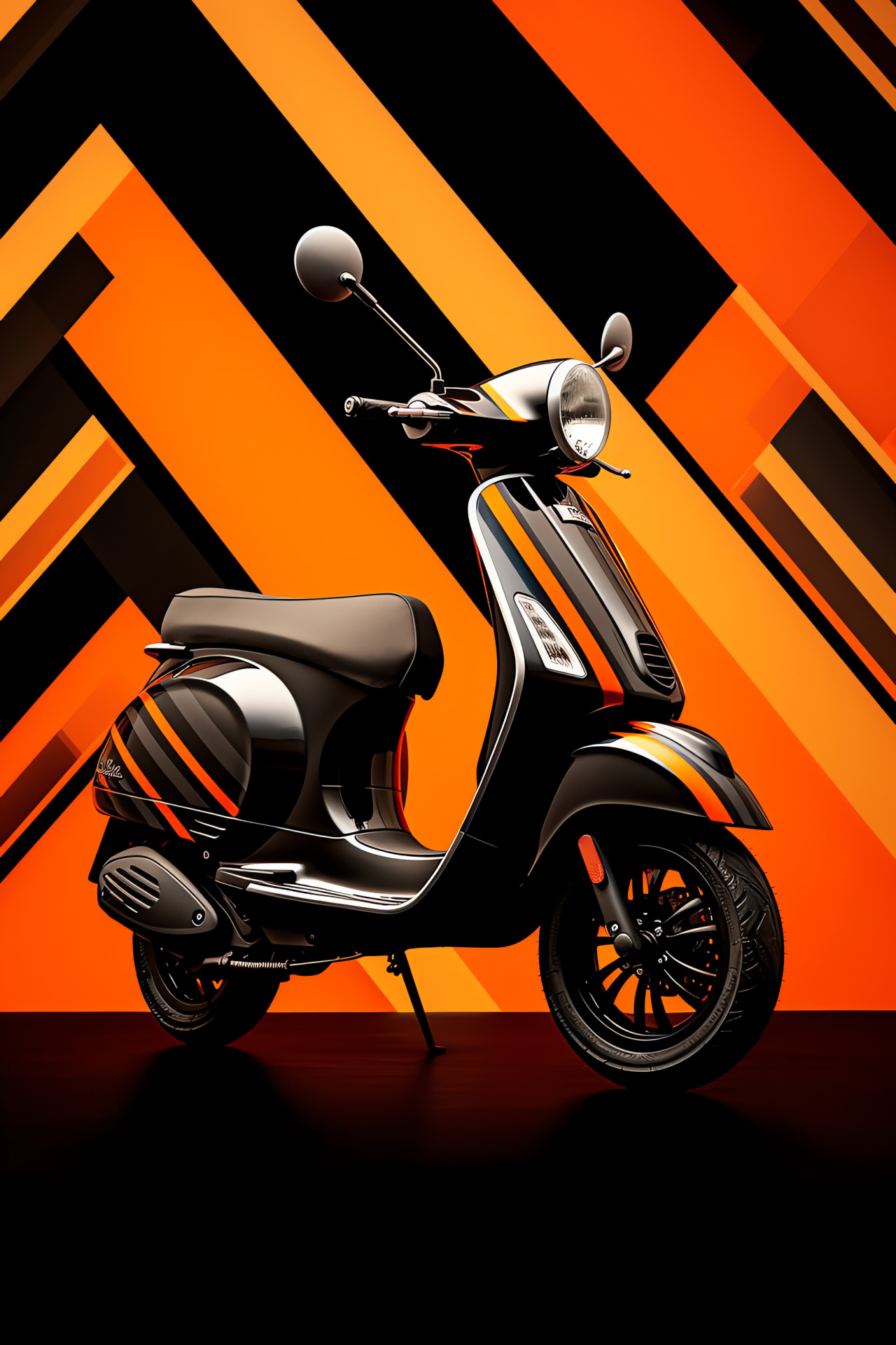 Vespa Sprint 150 Scooter, Two-tone Vespa, Modern transport, Patterned vehicle backdrop, Italian design, HD Phone Image