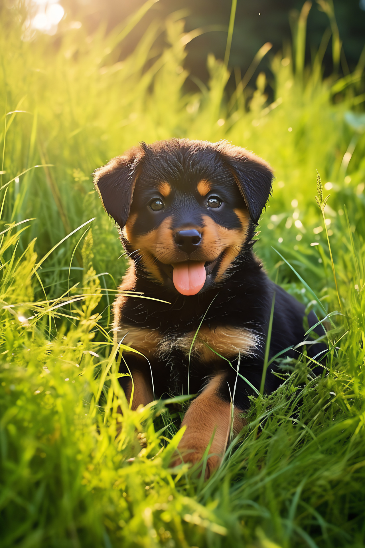 Rottweiler fluffy coat, Puppy hazel eyes, Dog black fur, Thick puppy coat, Rottweiler white marking, HD Phone Image